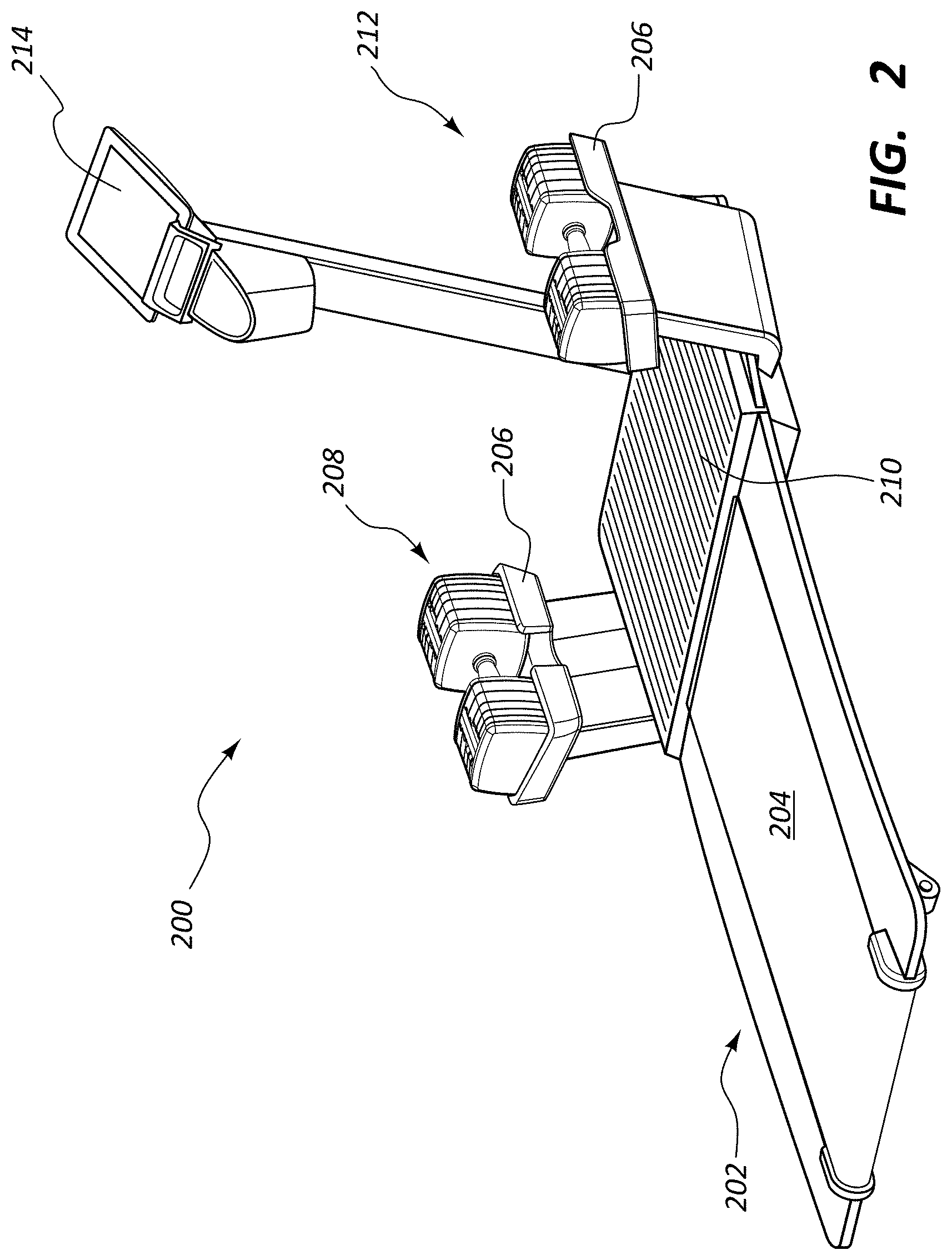 Patent US11779812 Figure 2 – Treadmill configured to automatically determine user exercise movement