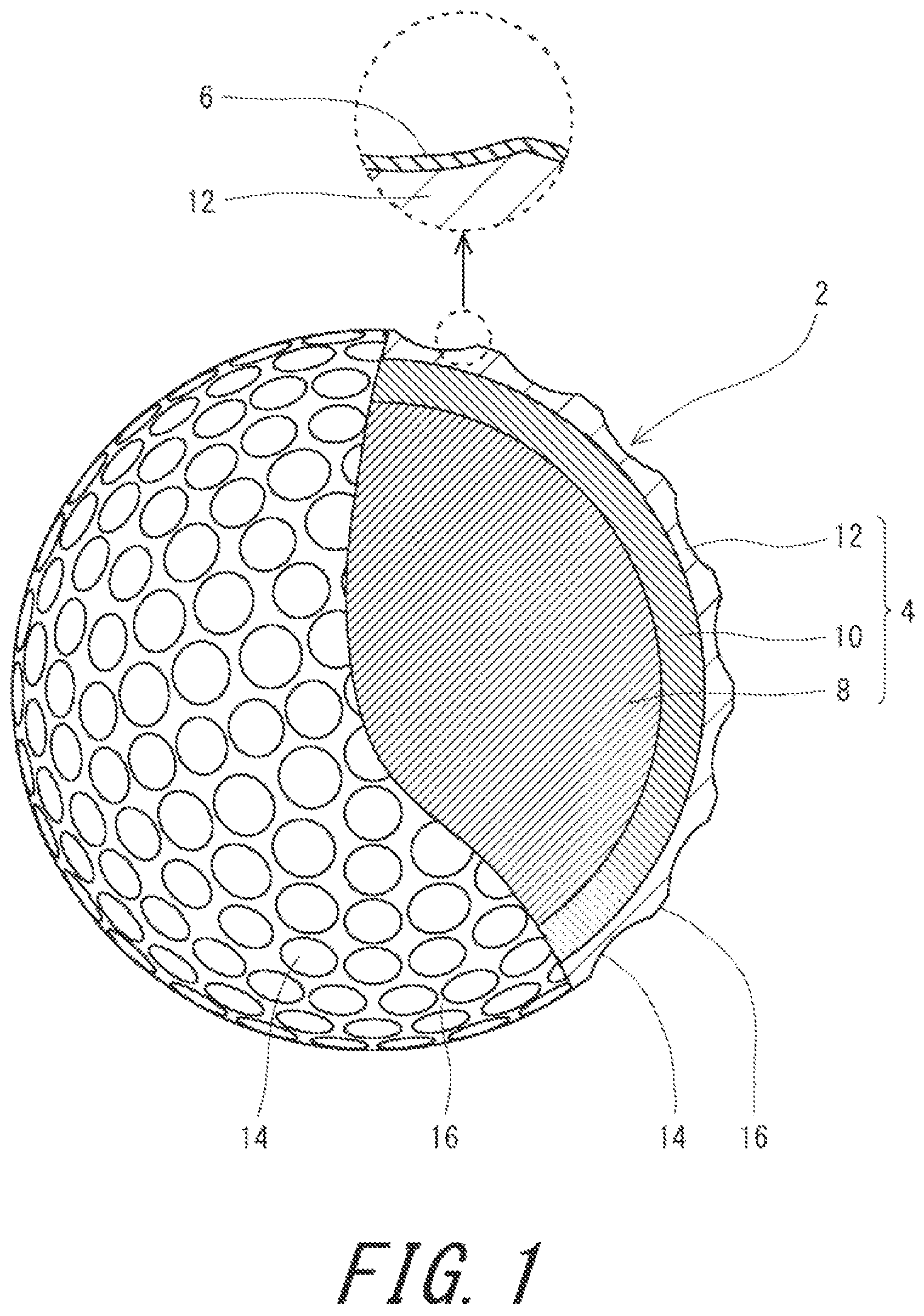 Patent US11779813 Figure 1 – Golf ball