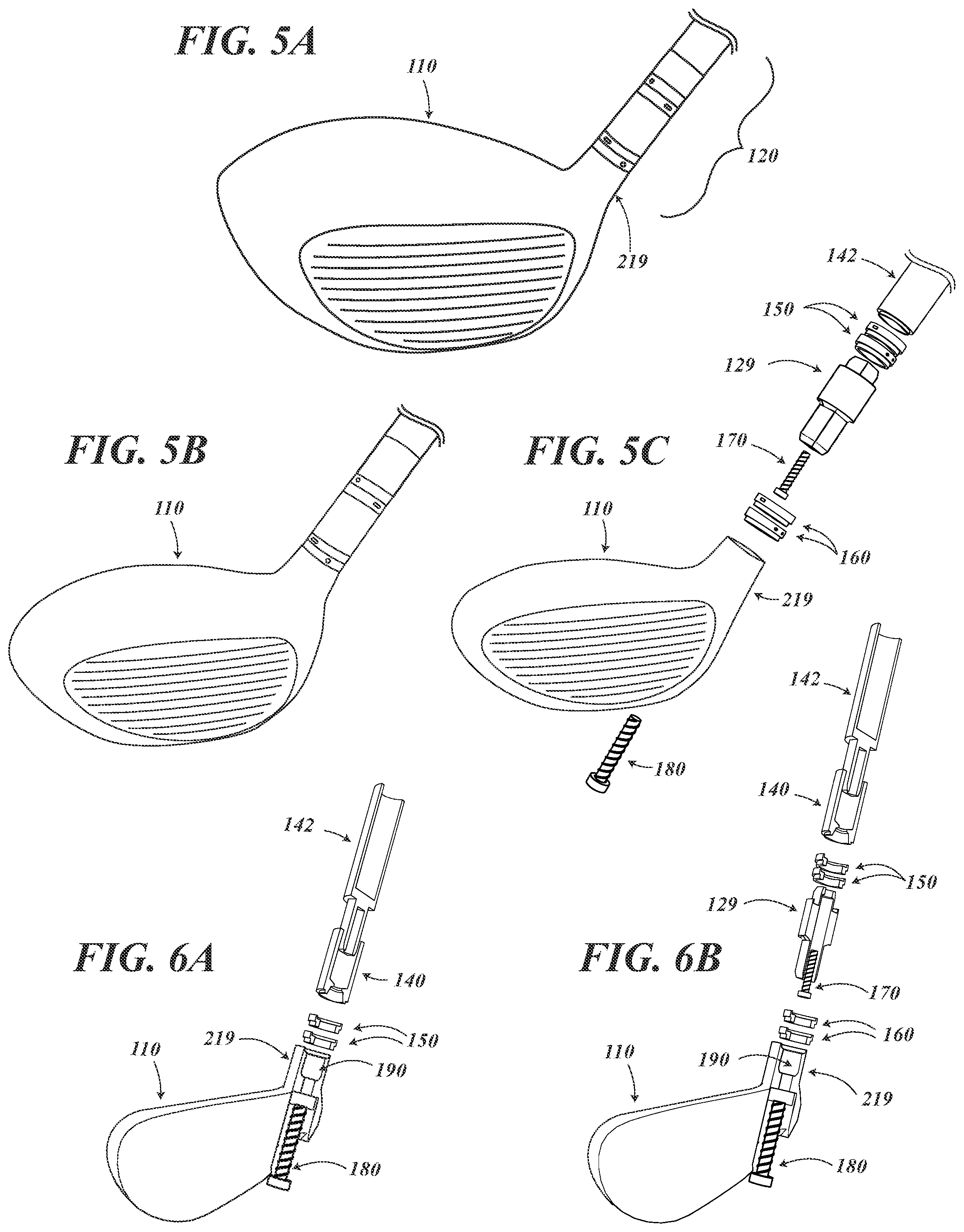 Patent US11779815 Figure 5 – Adjustable and interchangeable modular hosel golf club assembly