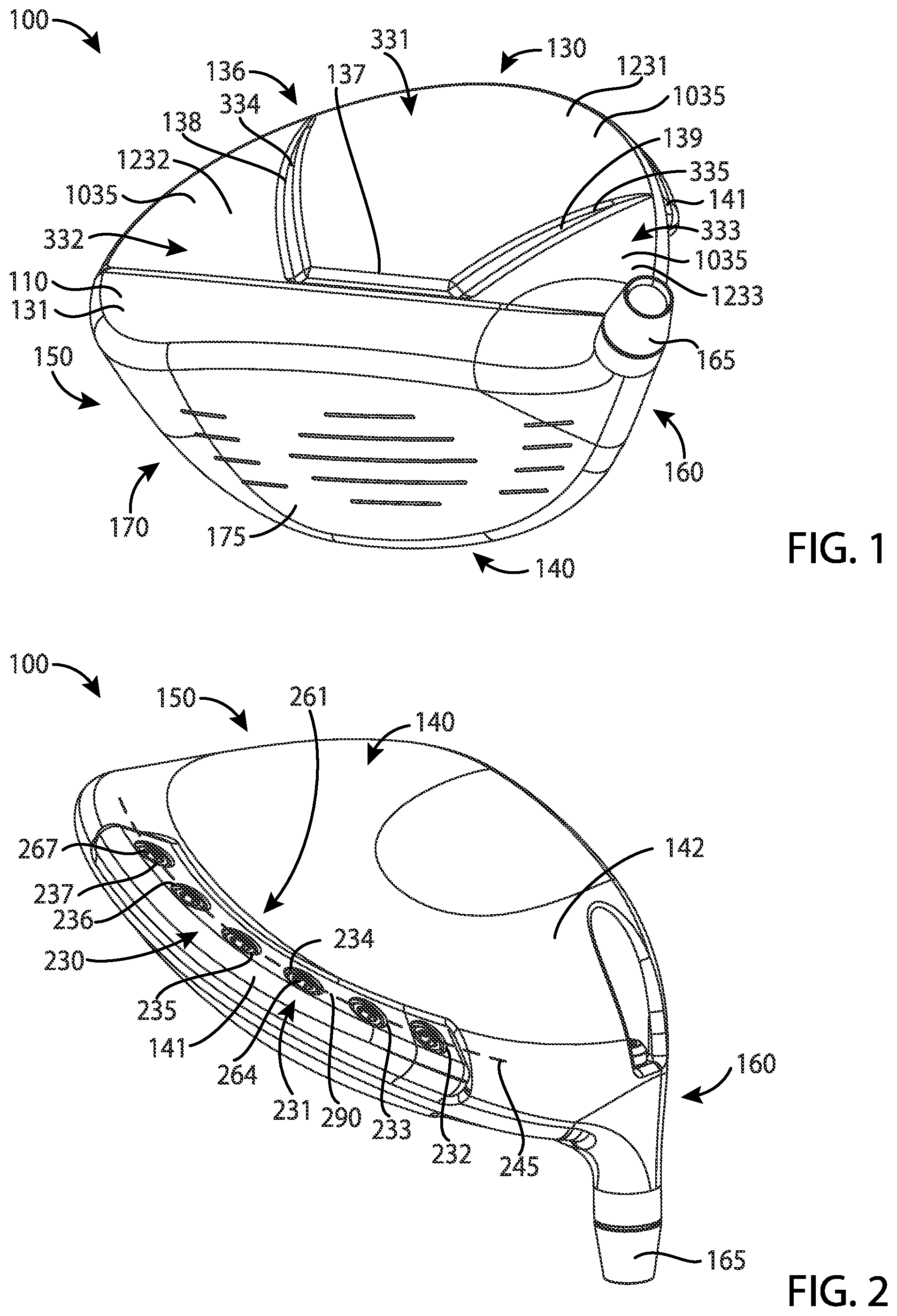 Patent US11779819 Figure 1 – Golf club heads and methods to manufacture golf club heads