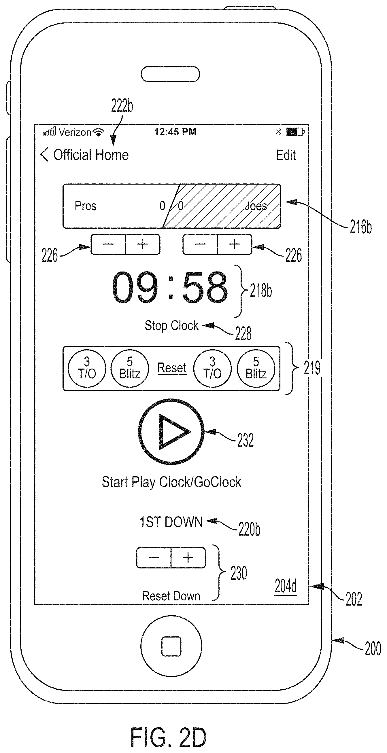 Patent US11779827 Figure 5 – System and user interface for officiating and spectating flag football