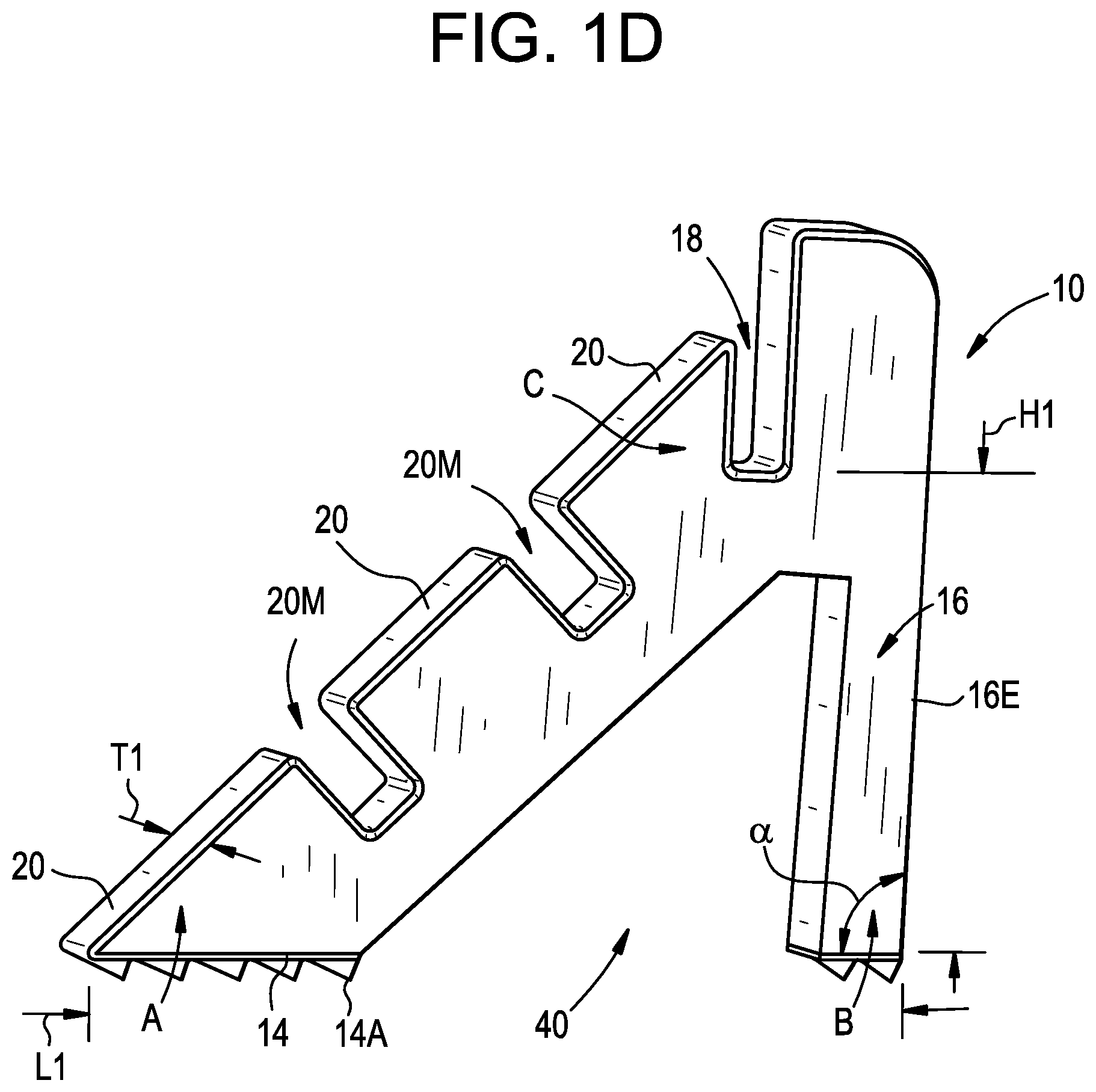Patent US11779831 Figure 4 – Support member for elevating a retaining wall panel