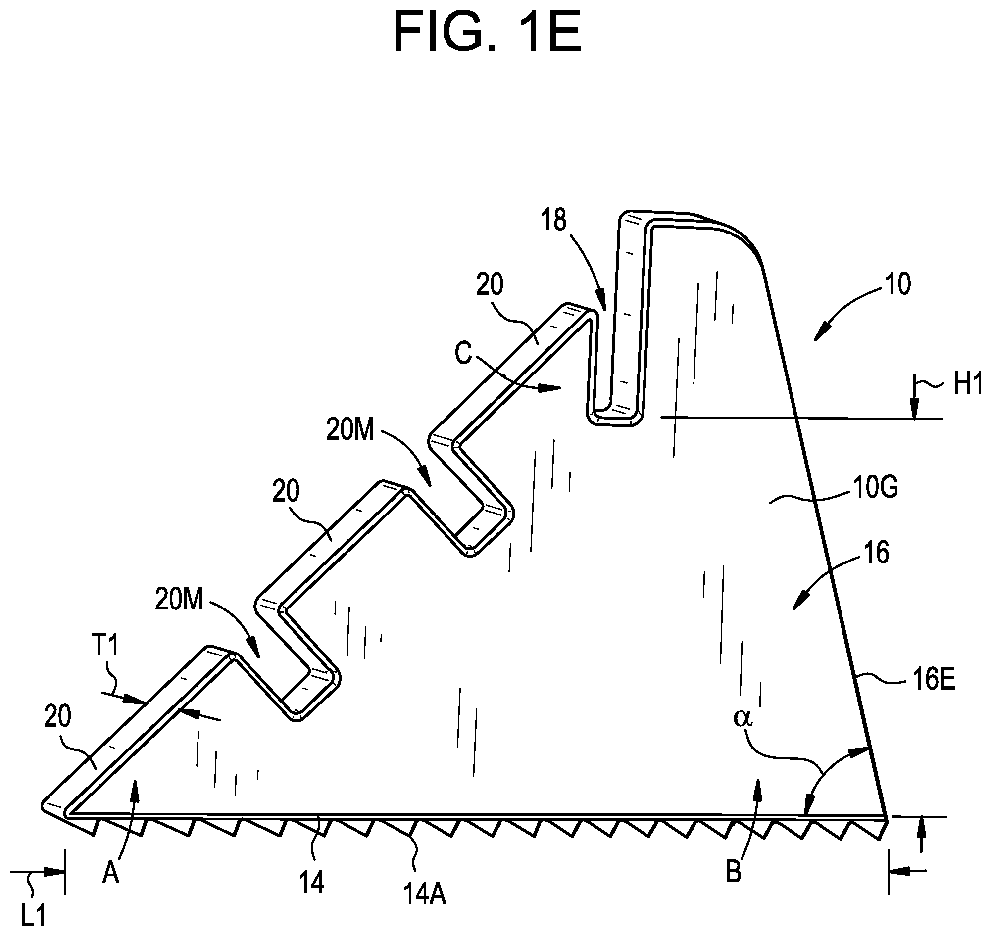 Patent US11779831 Figure 5 – Support member for elevating a retaining wall panel