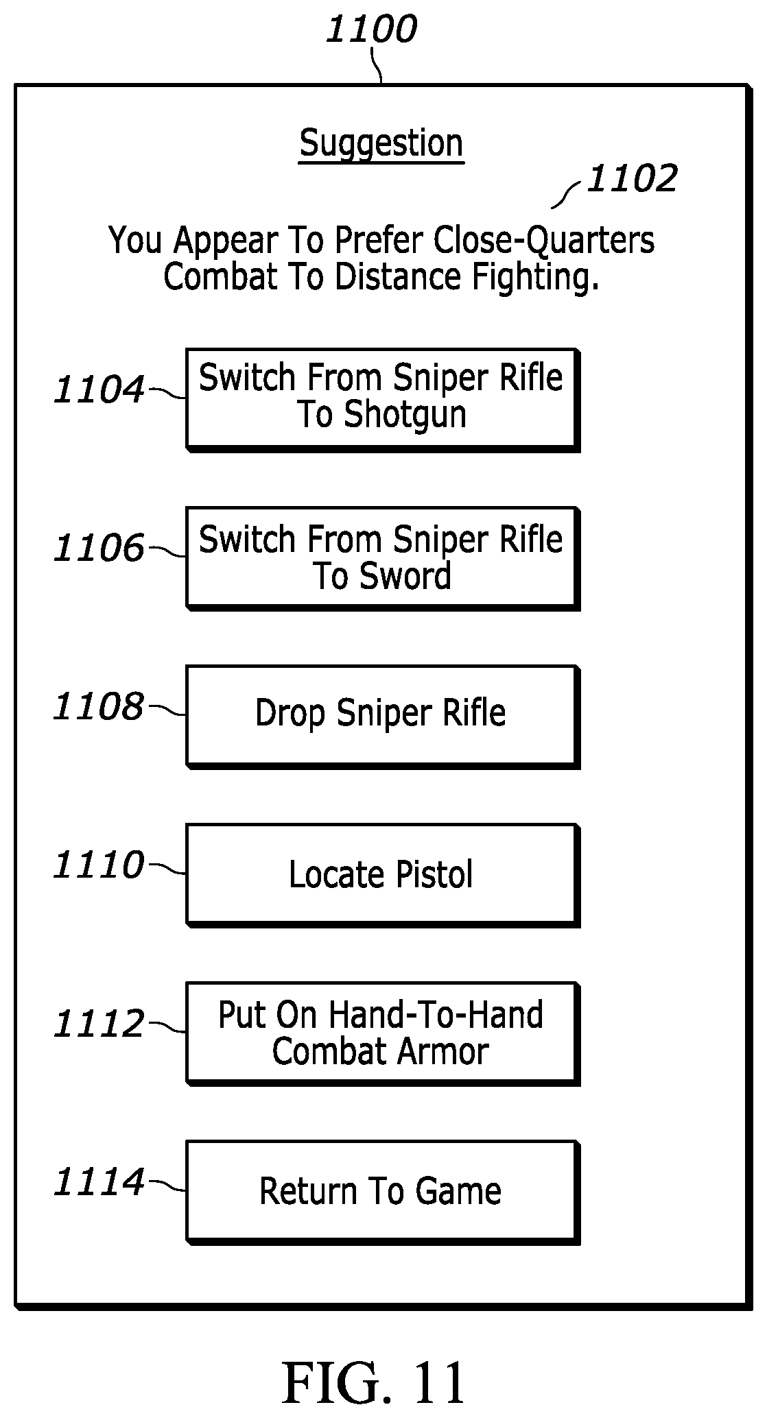 Patent US11779844 Figure 8 – Video game inventory coach