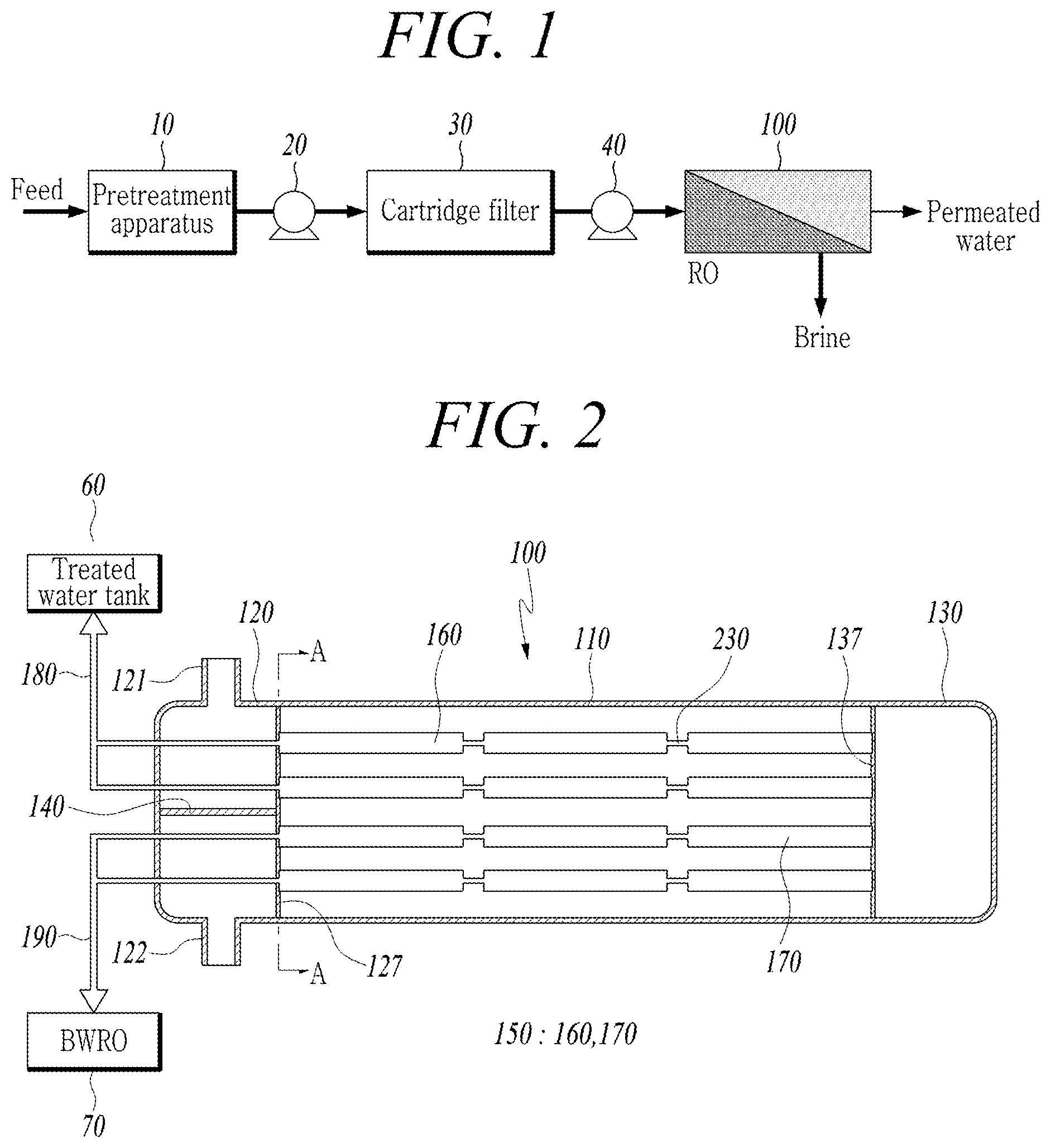 Patent US11779884 — Reverse osmosis system and seawater desalination system having the same — Figure 1