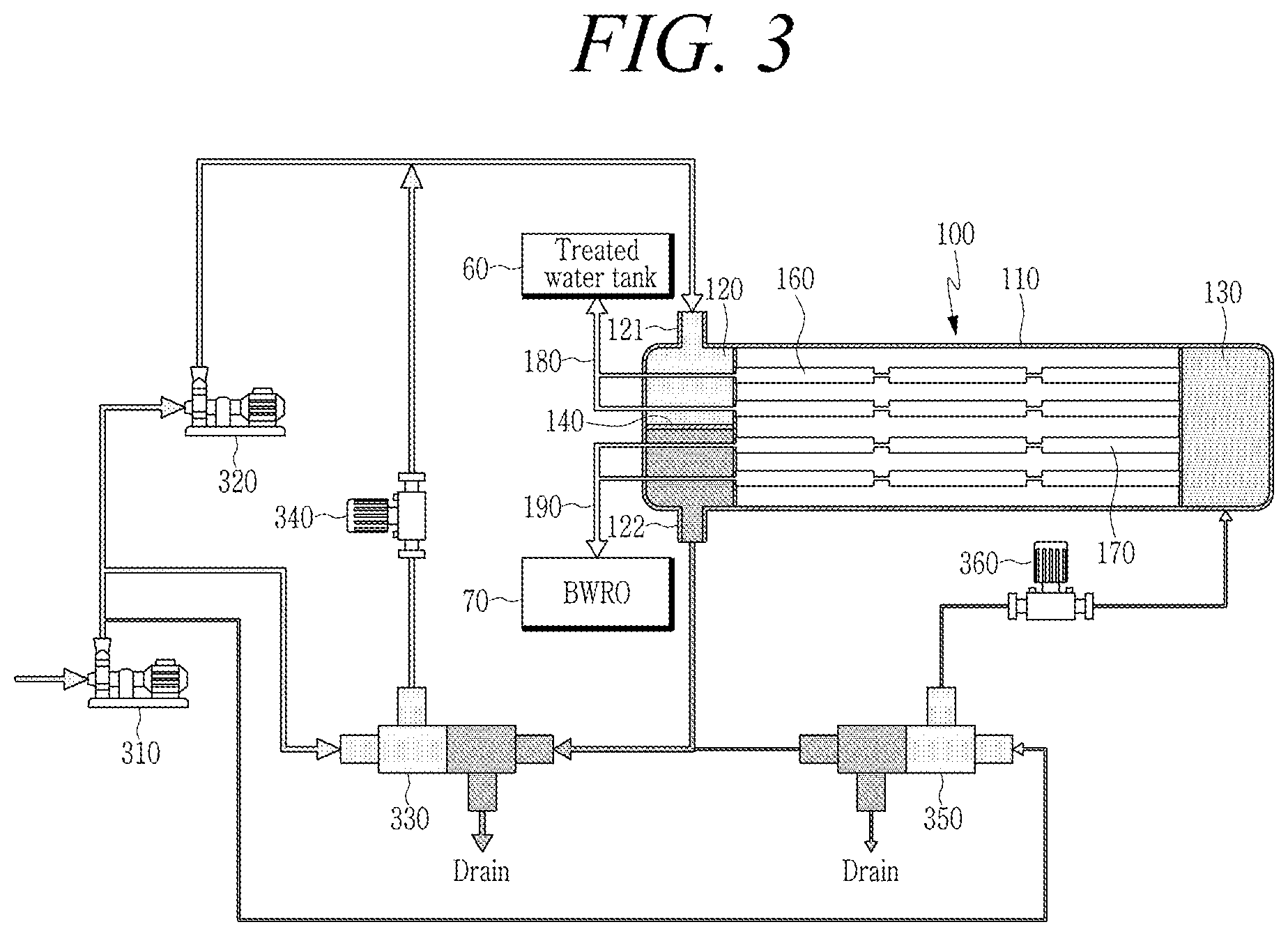 Patent US11779884 Figure 2 – Reverse osmosis system and seawater desalination system having the same