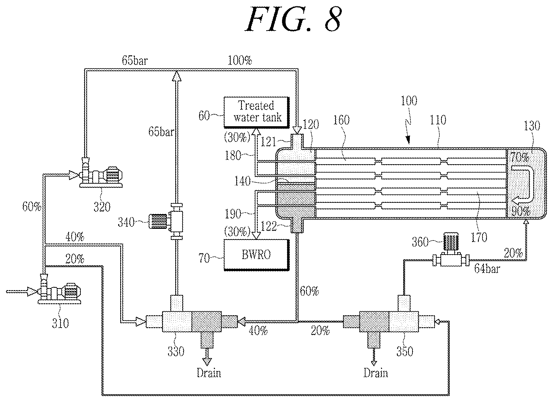 Patent US11779884 Figure 7 – Reverse osmosis system and seawater desalination system having the same