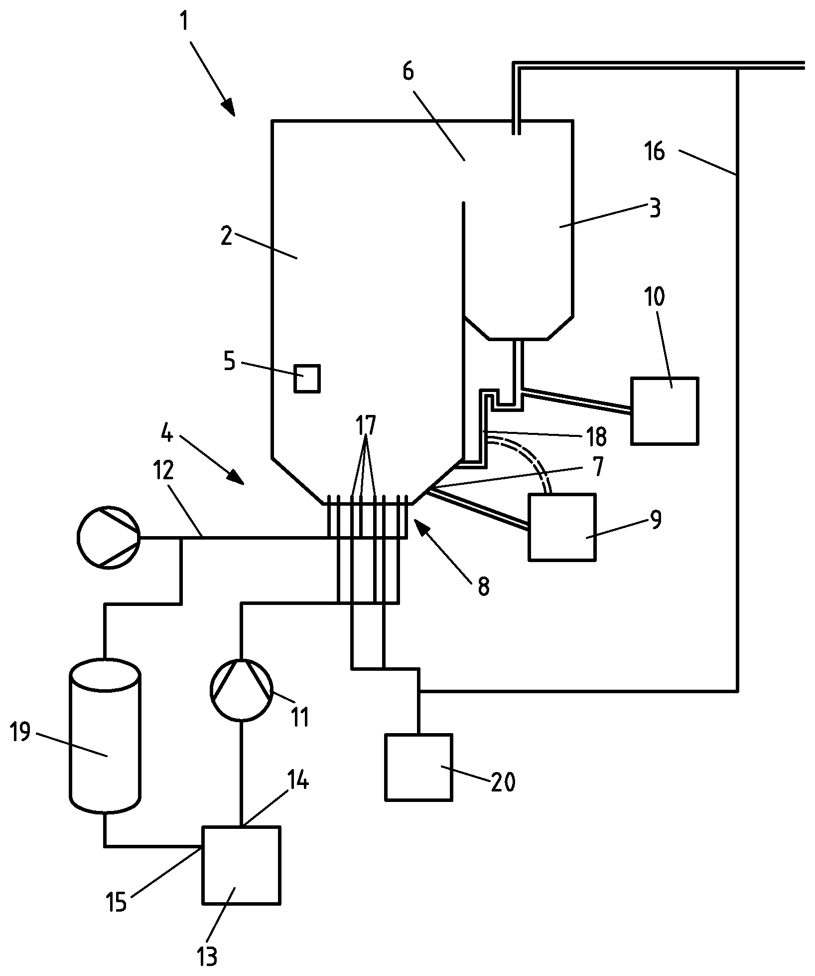 Patent US11779895 — Method for operating a fluidized bed apparatus and fluidized bed apparatus — Figure 1