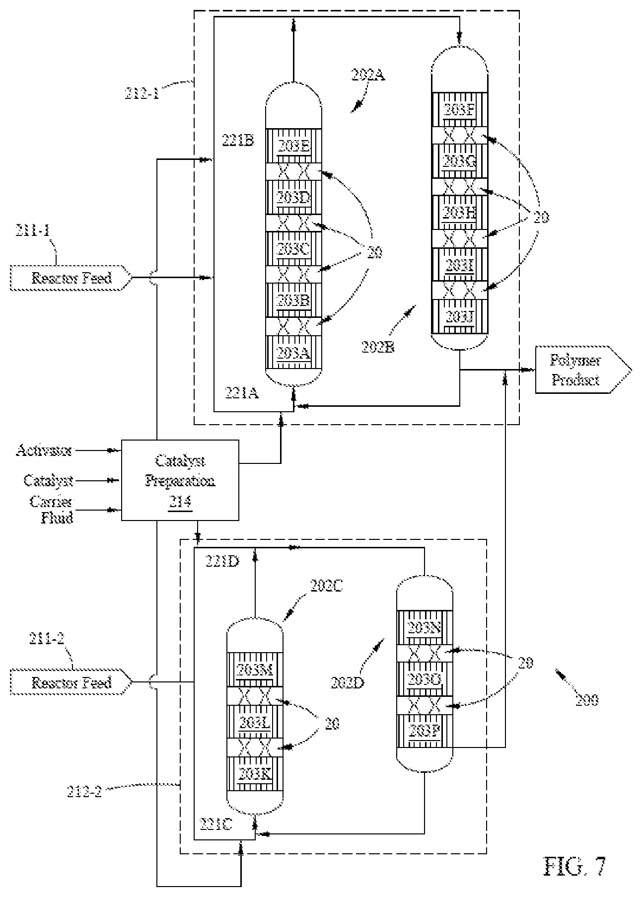 Patent US11779899 Figure 7 – Reactor for polymerization processes