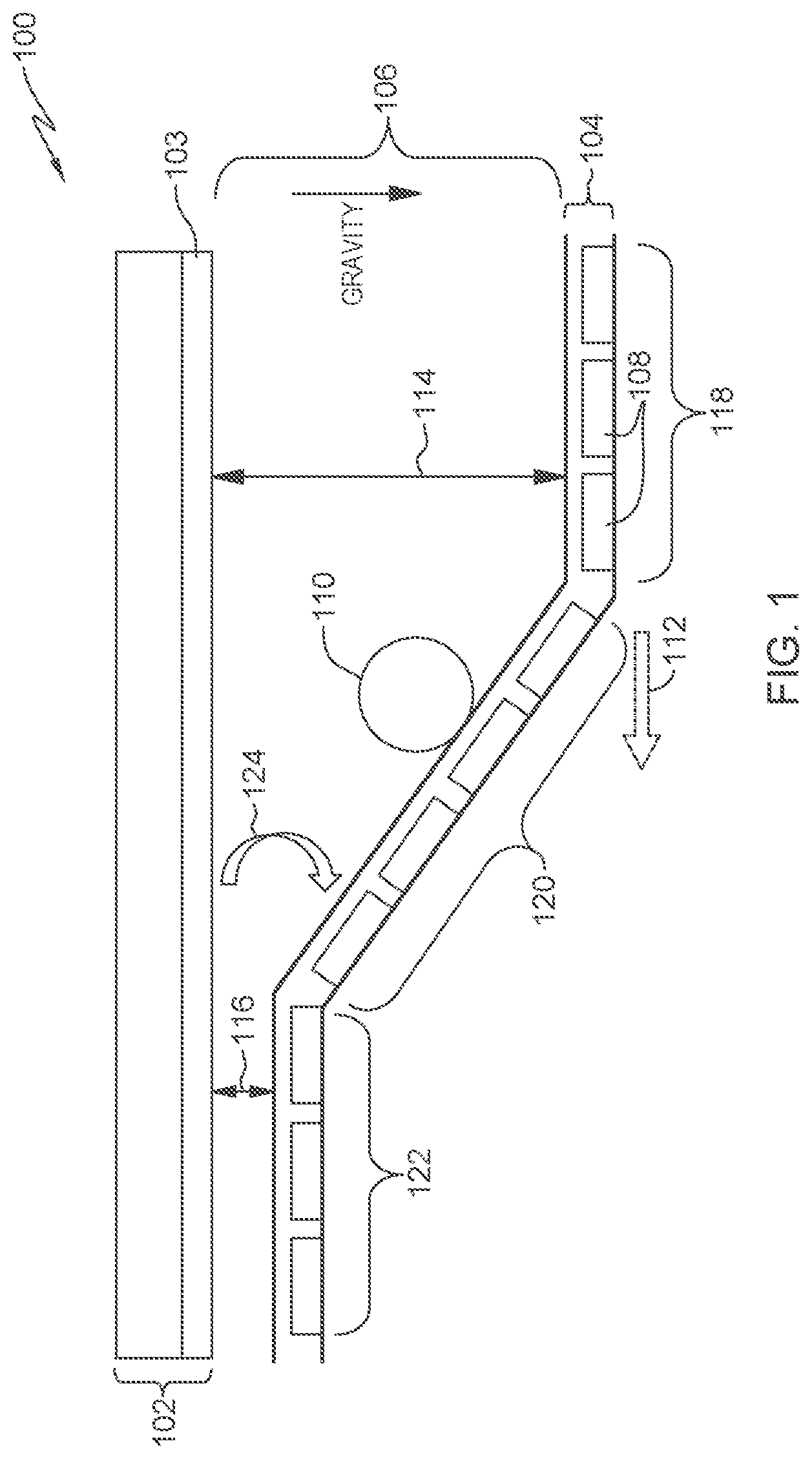 Patent US11779926 Figure 1 – Digital fluidic cartridge with inlet gap height larger than outlet gap height