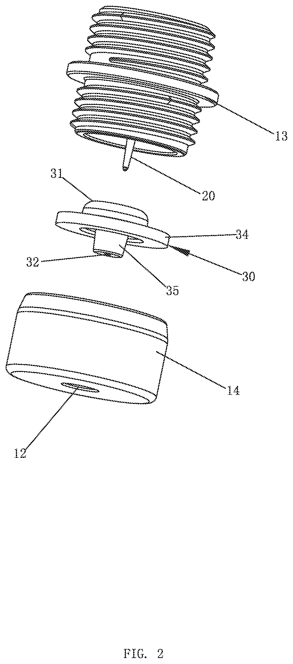 Patent US11779939 Figure 2 – Self-cleaning device and a water outlet device