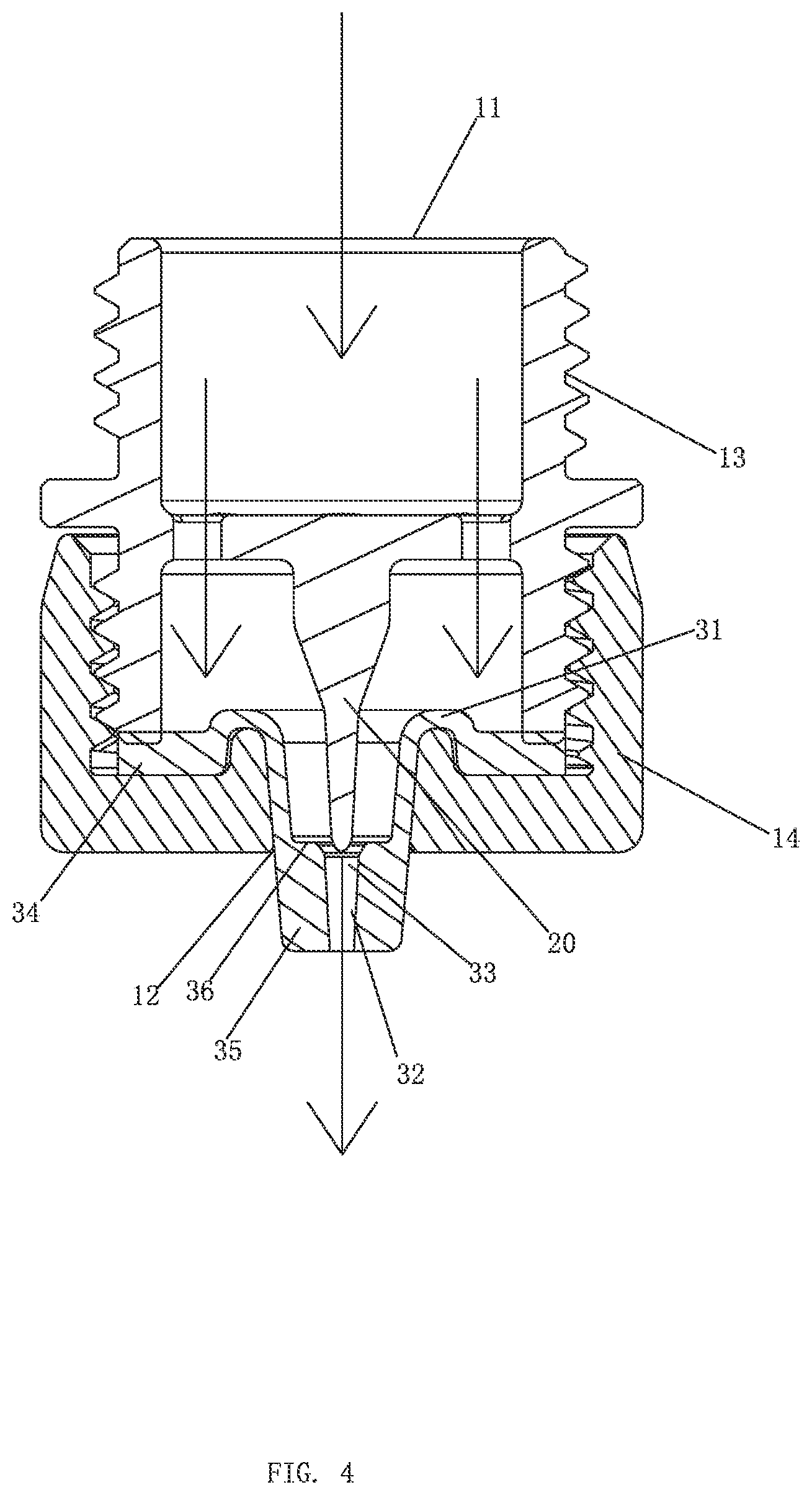 Patent US11779939 Figure 4 – Self-cleaning device and a water outlet device