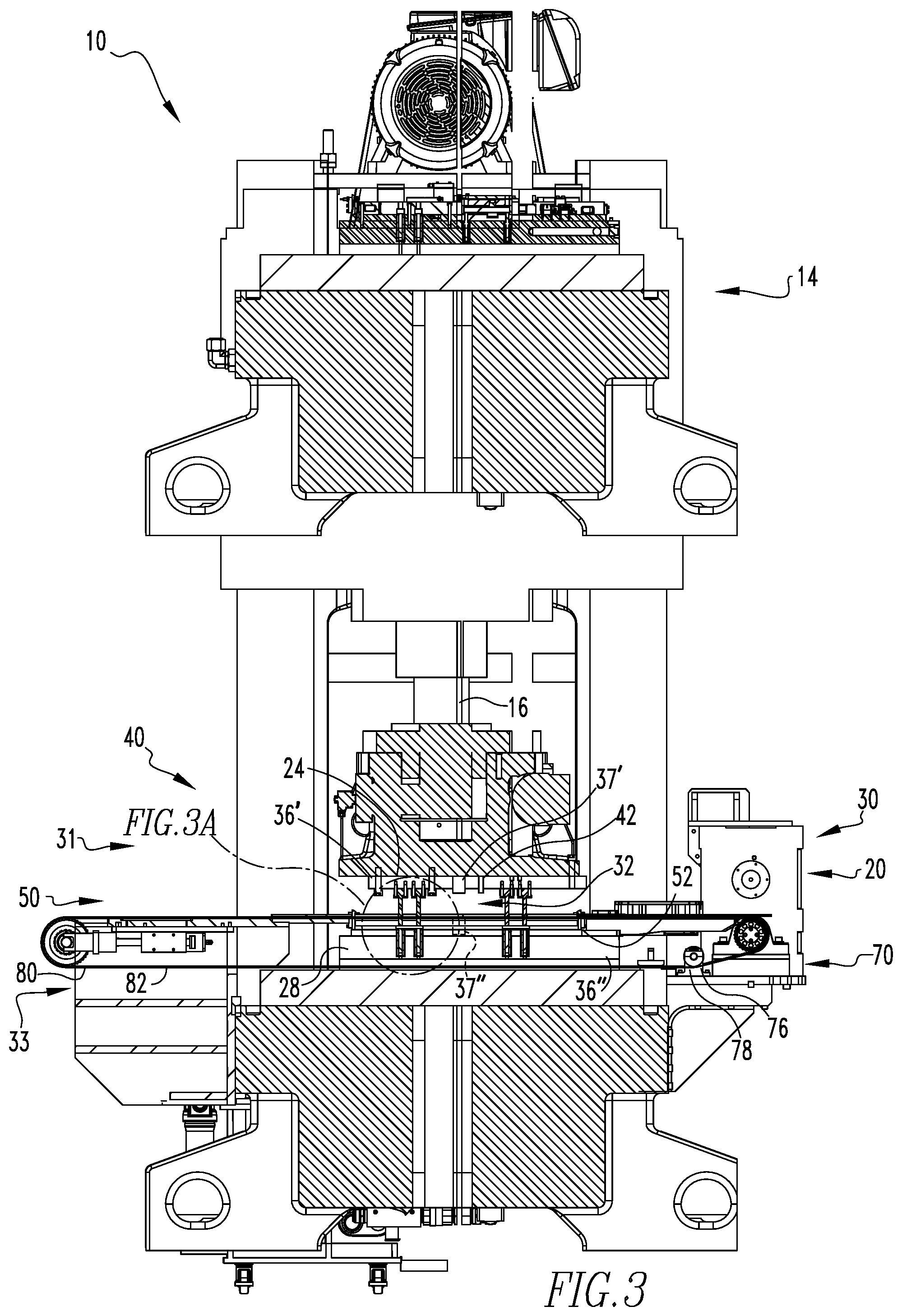 Patent US11779992 Figure 3 – Transfer belt assembly for a six-out conversion system