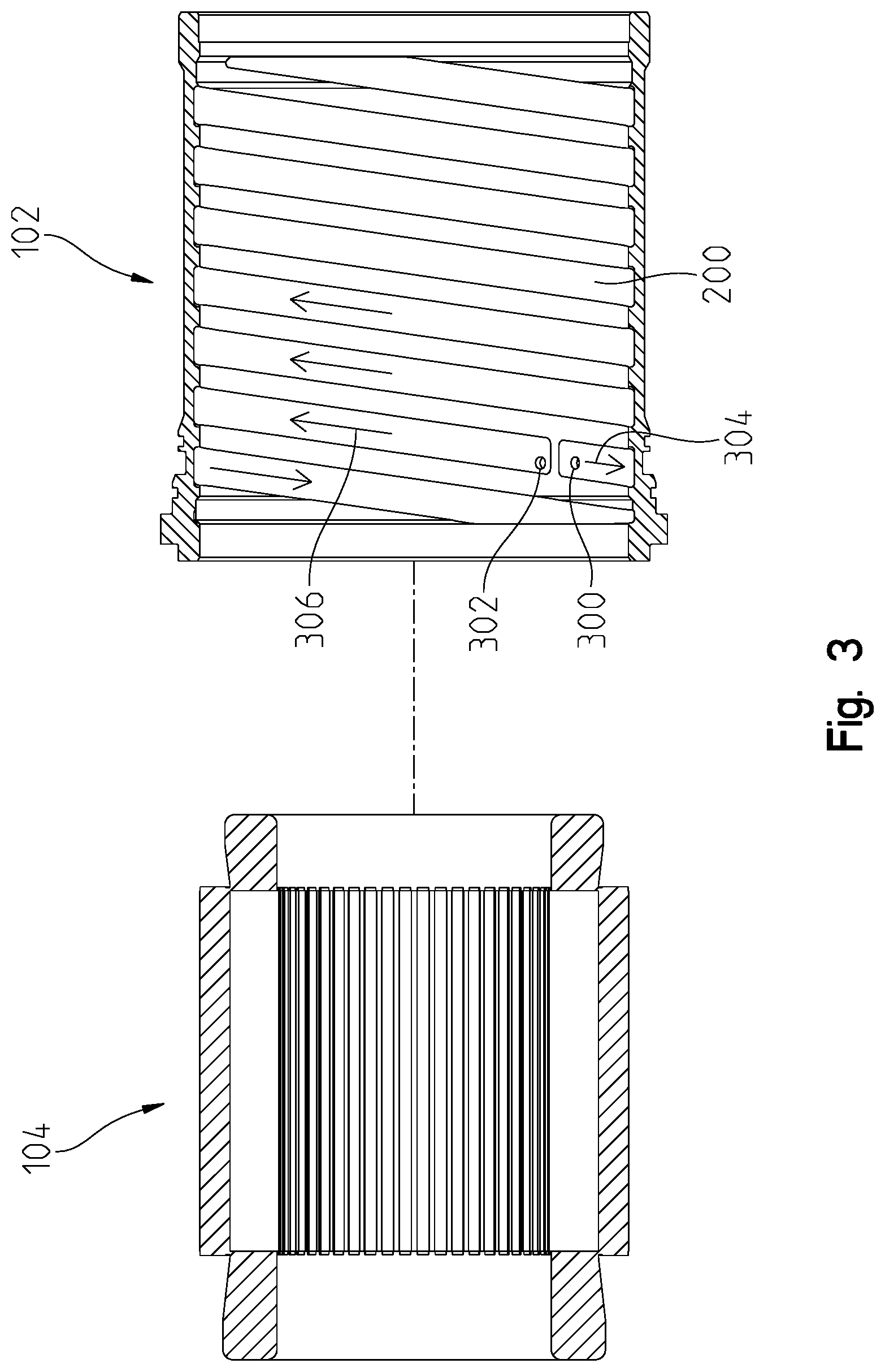 Patent US11780000 Figure 3 – Method of forming parallel spiral channels in housing to be formed by casting or molding process