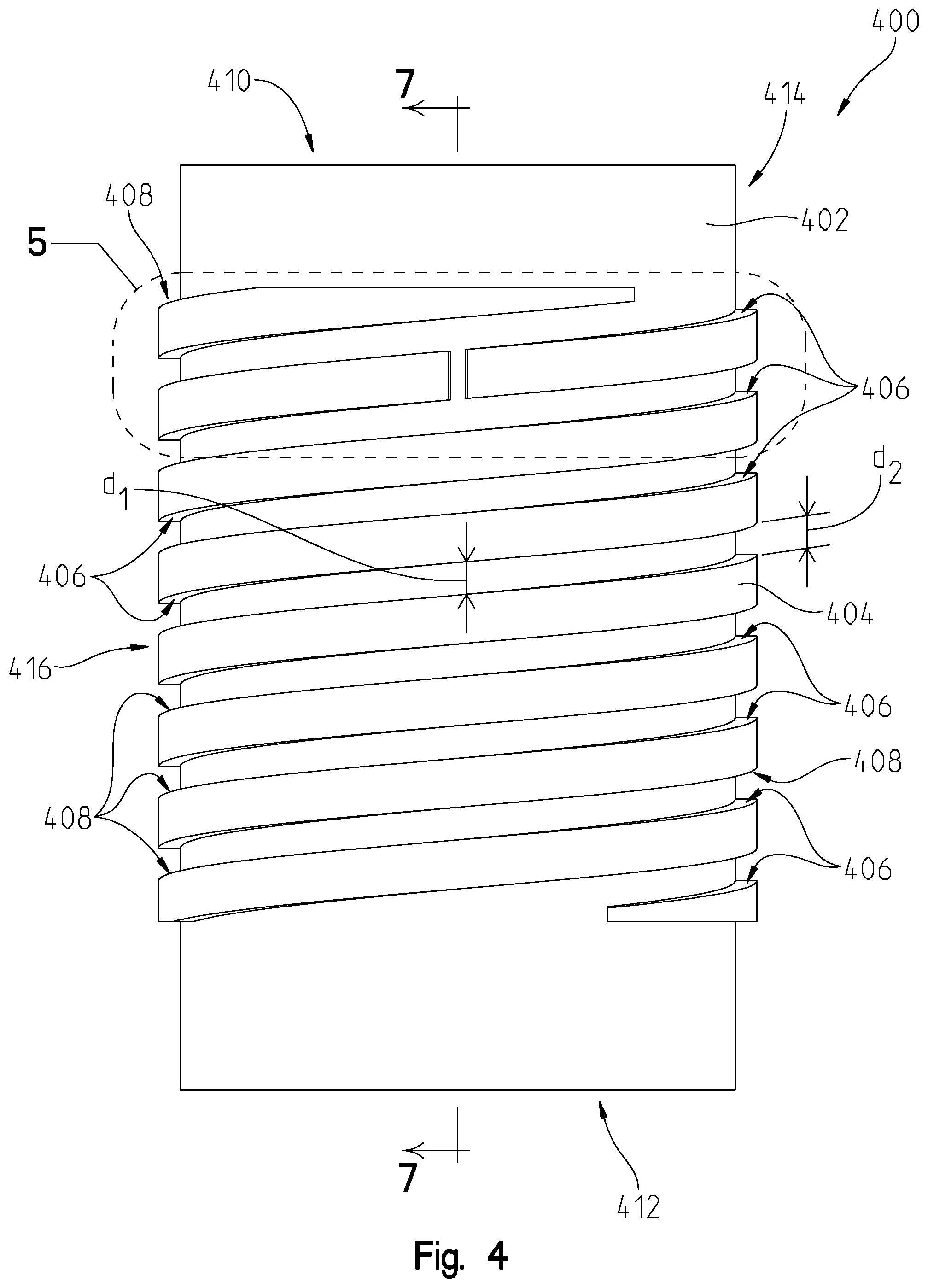 Patent US11780000 Figure 4 – Method of forming parallel spiral channels in housing to be formed by casting or molding process