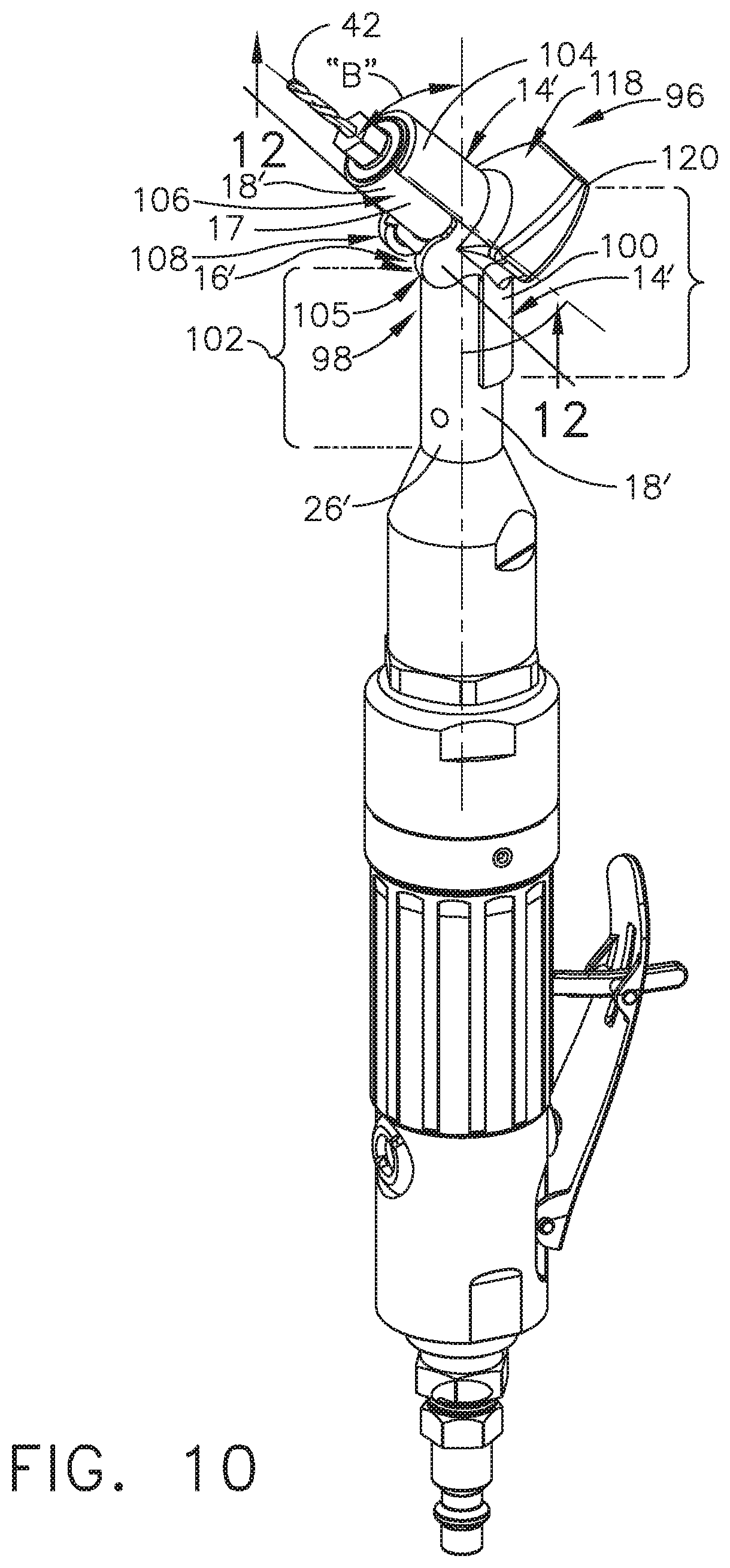 Patent US11780016 Figure 10 – Ergonomic attachment for an angular drill assembly