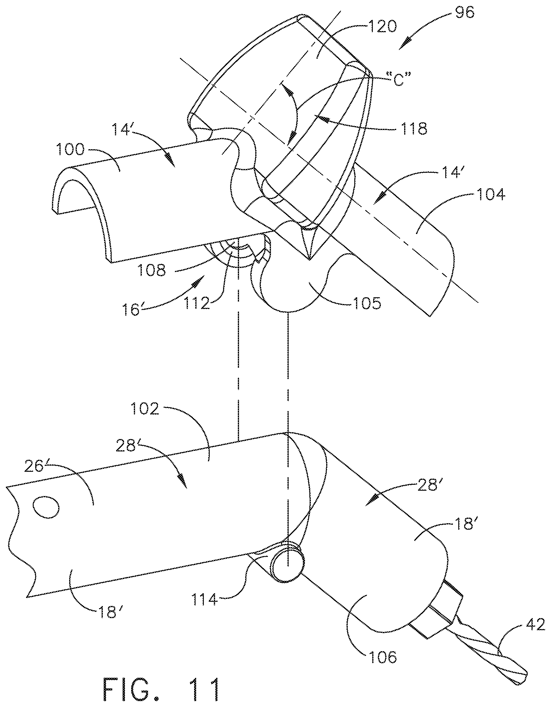 Patent US11780016 Figure 11 – Ergonomic attachment for an angular drill assembly