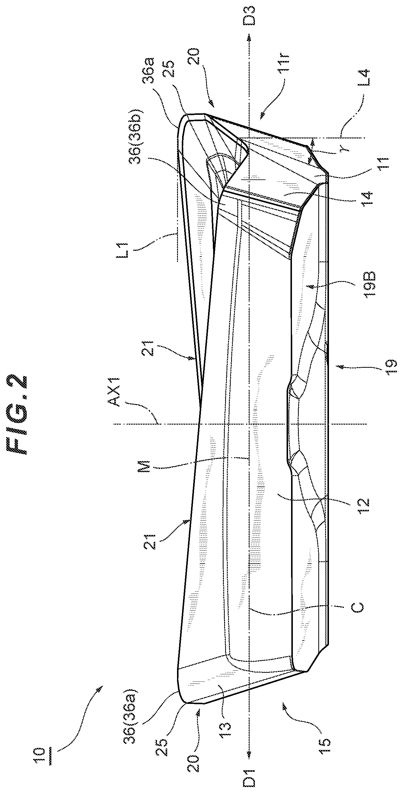Patent US11780019 Figure 2 – Cutting insert and cutting tool including same