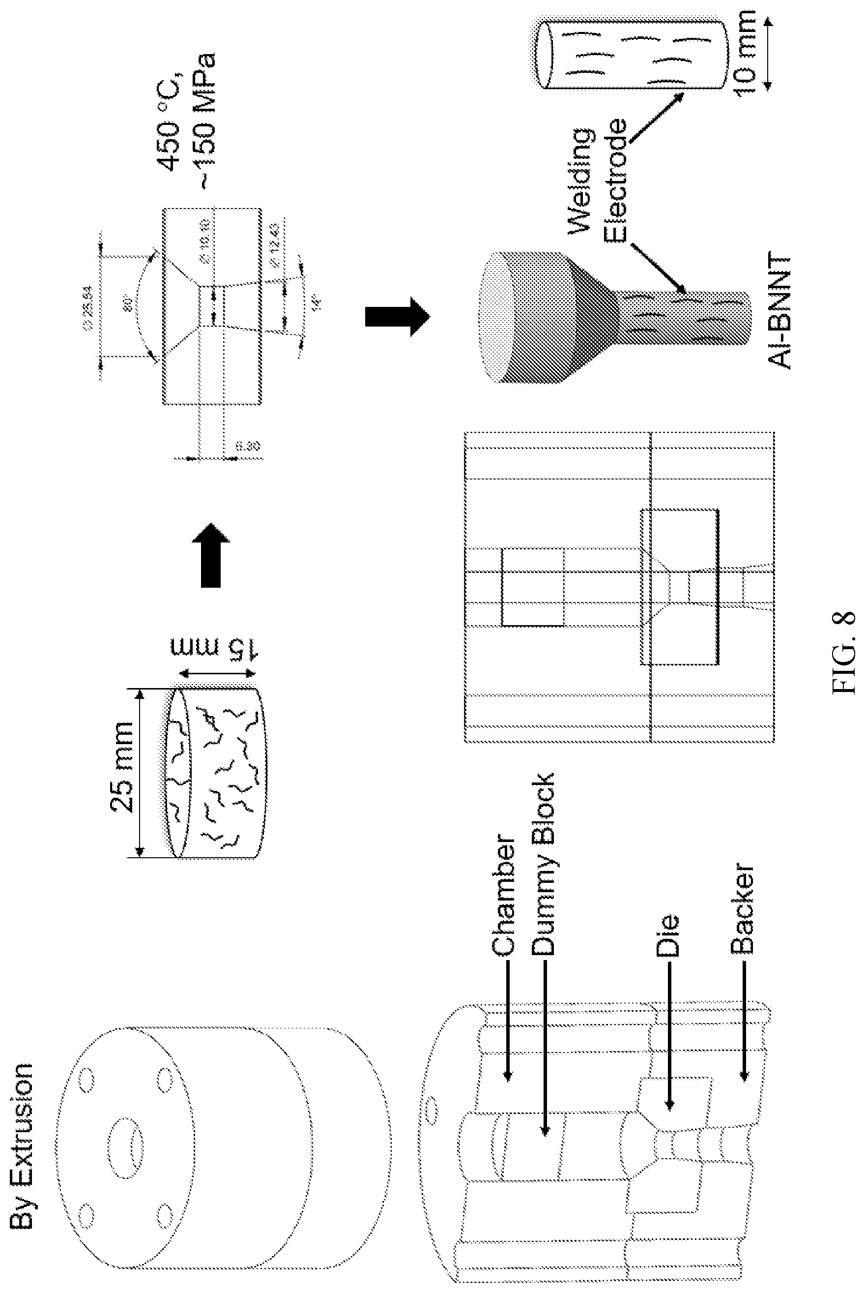 Patent US11780023 Figure 8 – Aluminum boron nitride nanotube composites and methods of manufacturing the same