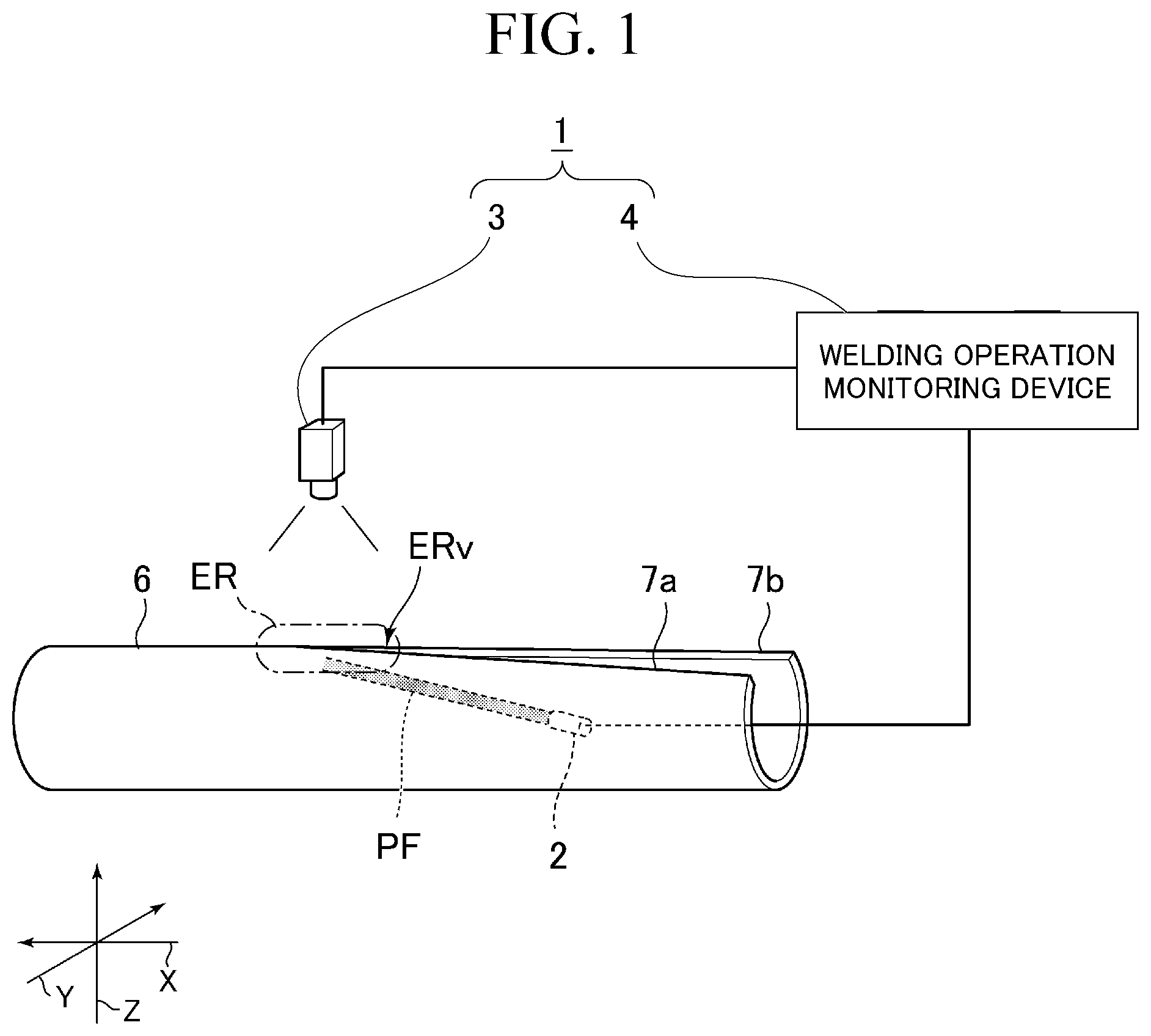 Patent US11780026 Figure 1 – Welding operation monitoring system and welding operation monitoring method
