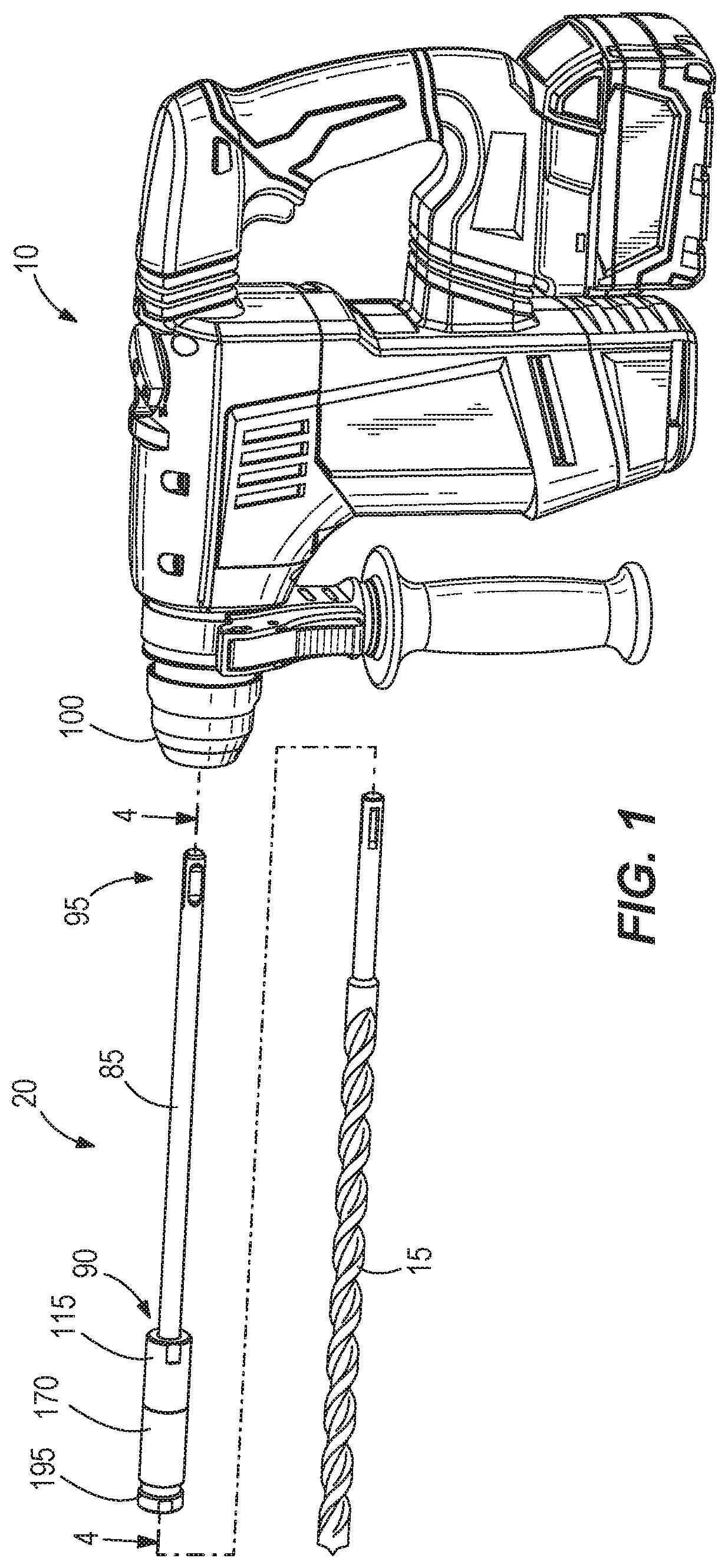 Patent US11780063 Figure 1 – Power tool to tool bit extension adapter