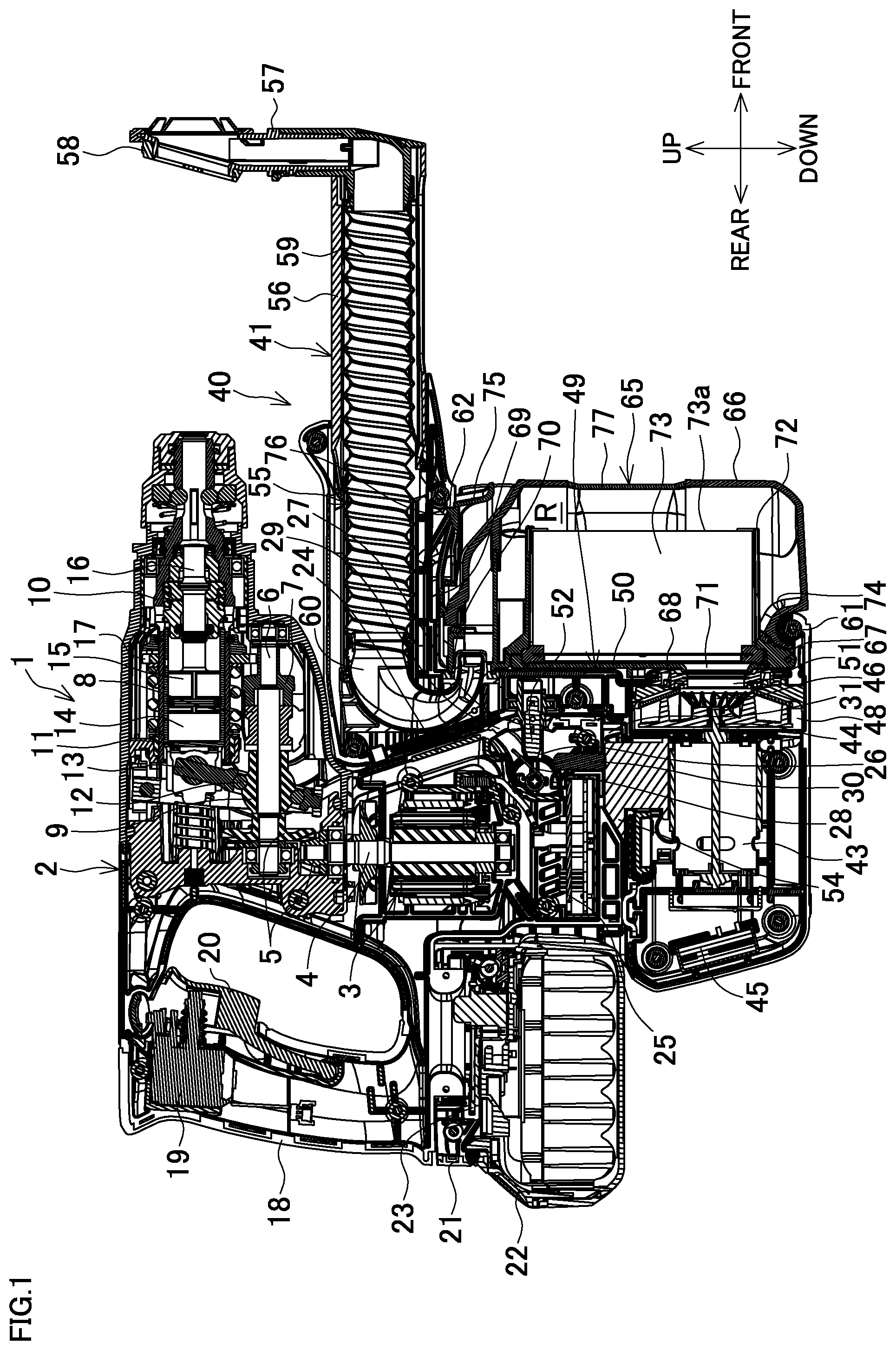 Patent US11780072 — Dust collector for electric power tool and electric power tool — Figure 1