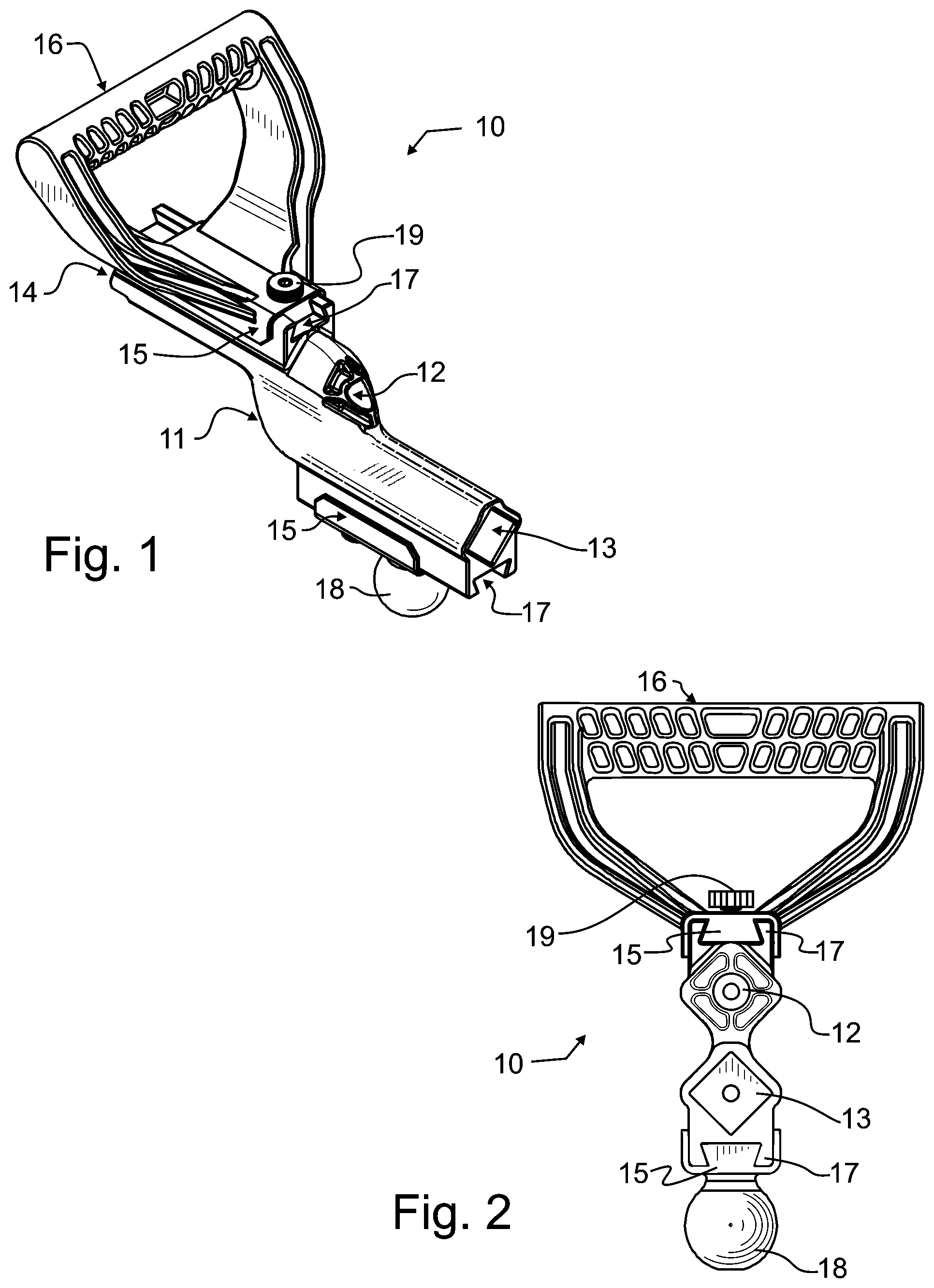Patent US11780073 Figure 1 – Handle with offset connector
