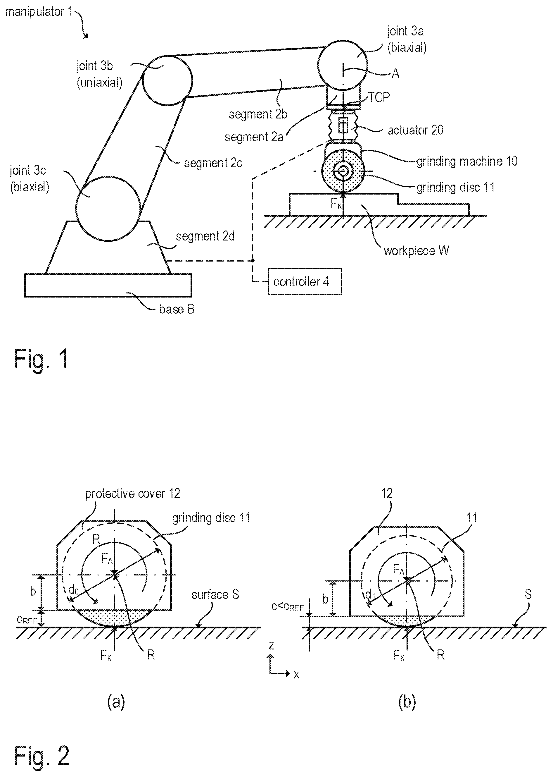 Patent US11780099 Figure 1 – Robot-aided grinding apparatus