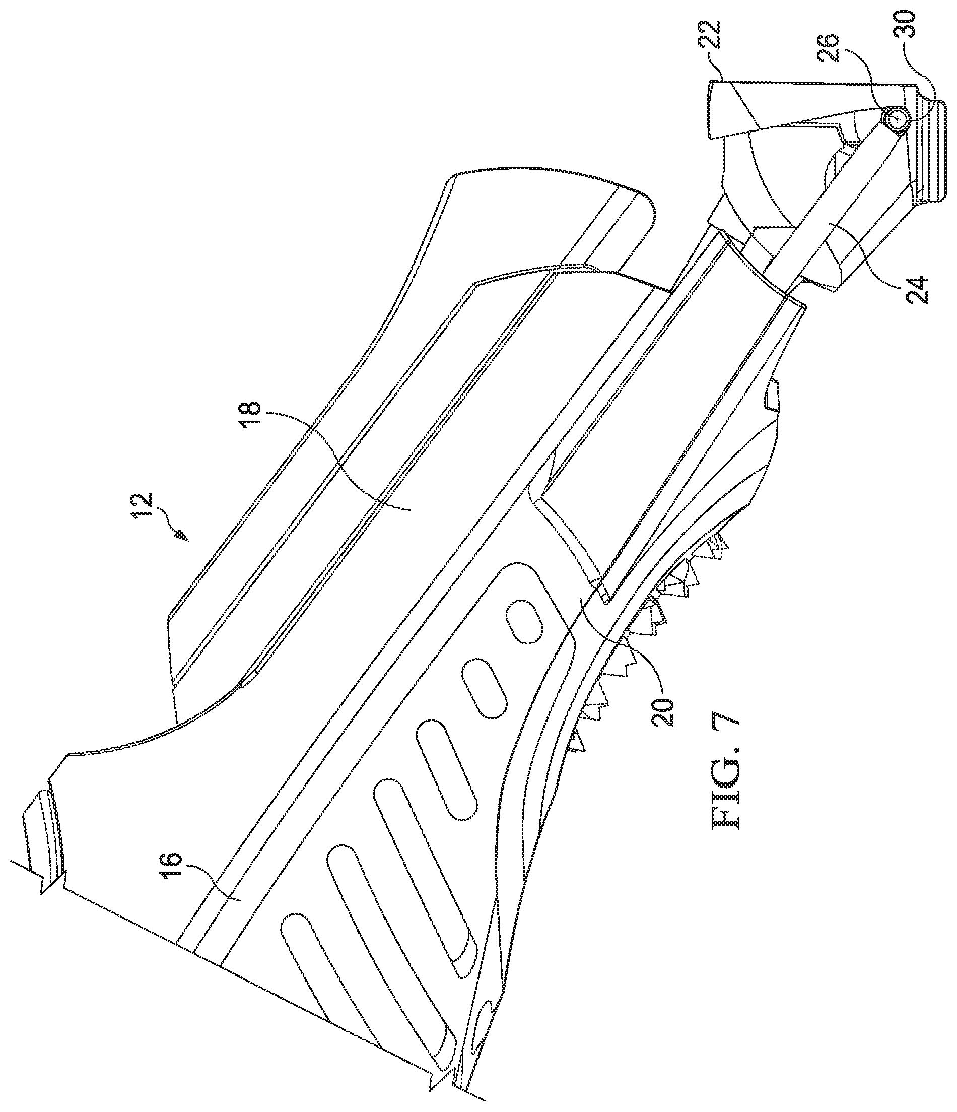 Patent US11780105 Figure 7 – Razor handle with a pivoting portion