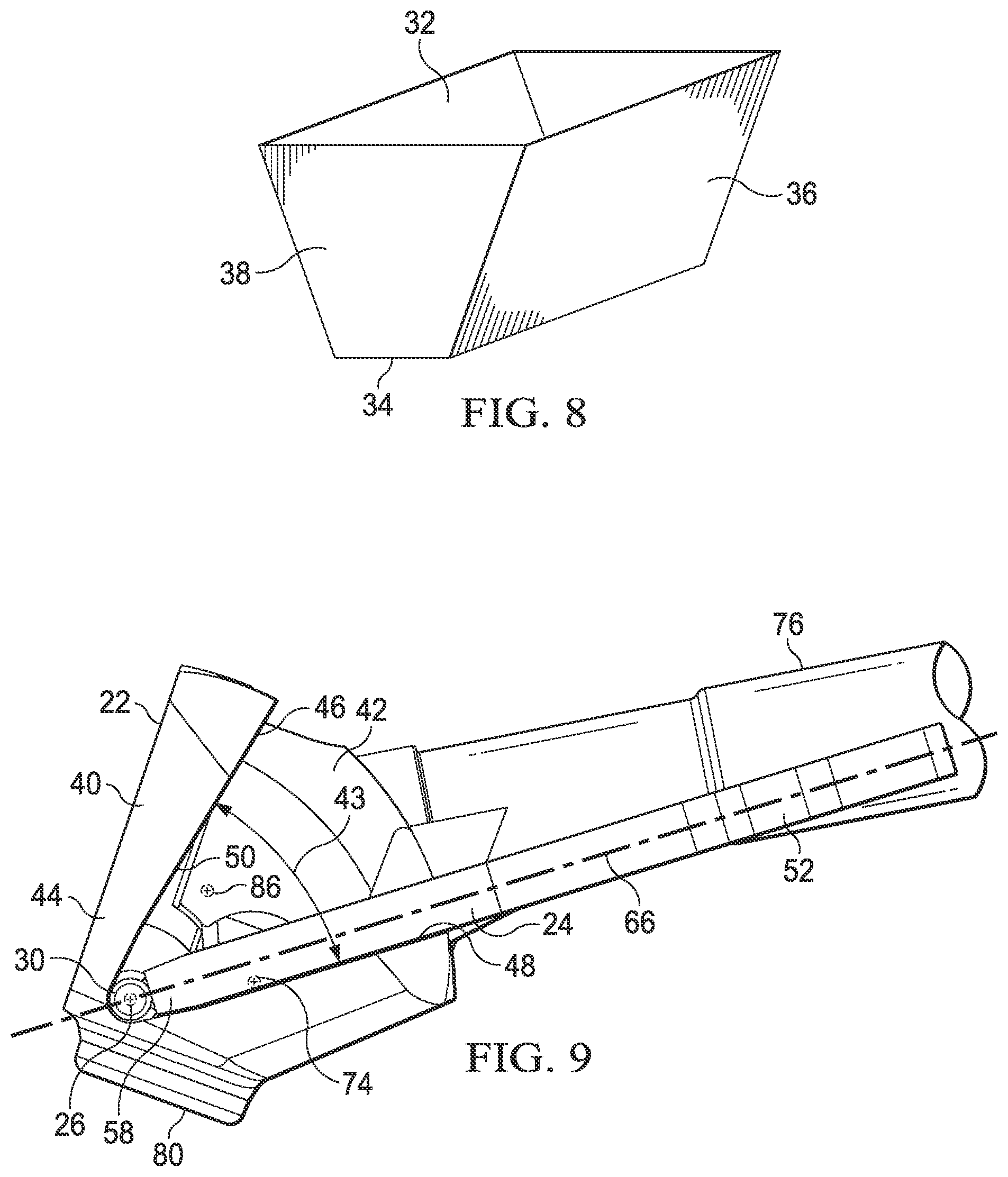 Patent US11780105 Figure 8 – Razor handle with a pivoting portion