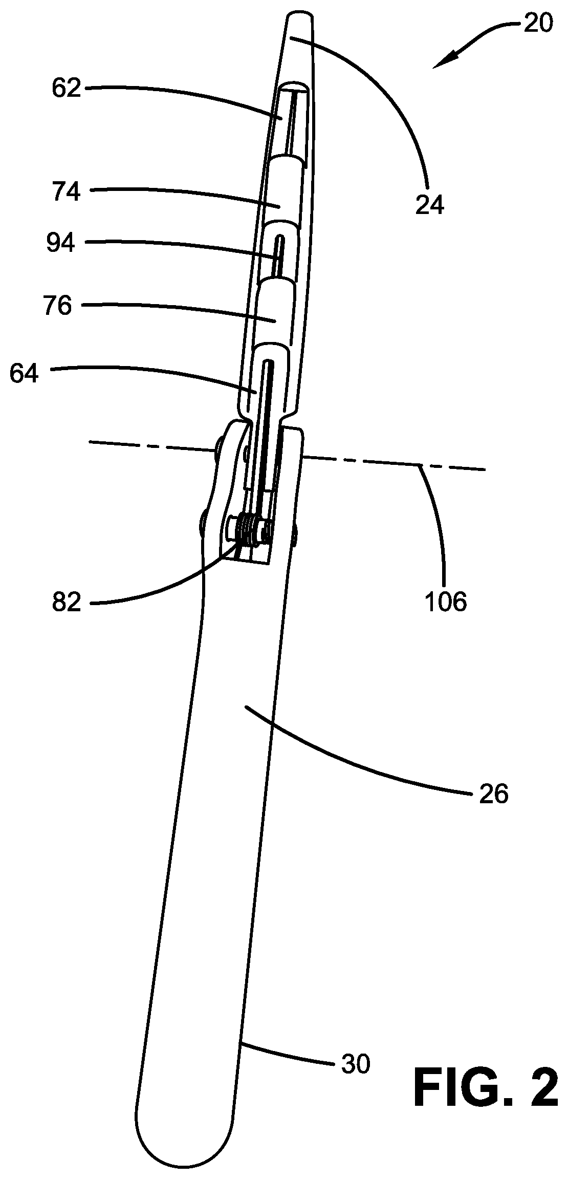 Patent US11780107 Figure 2 – Movable knife blade cover