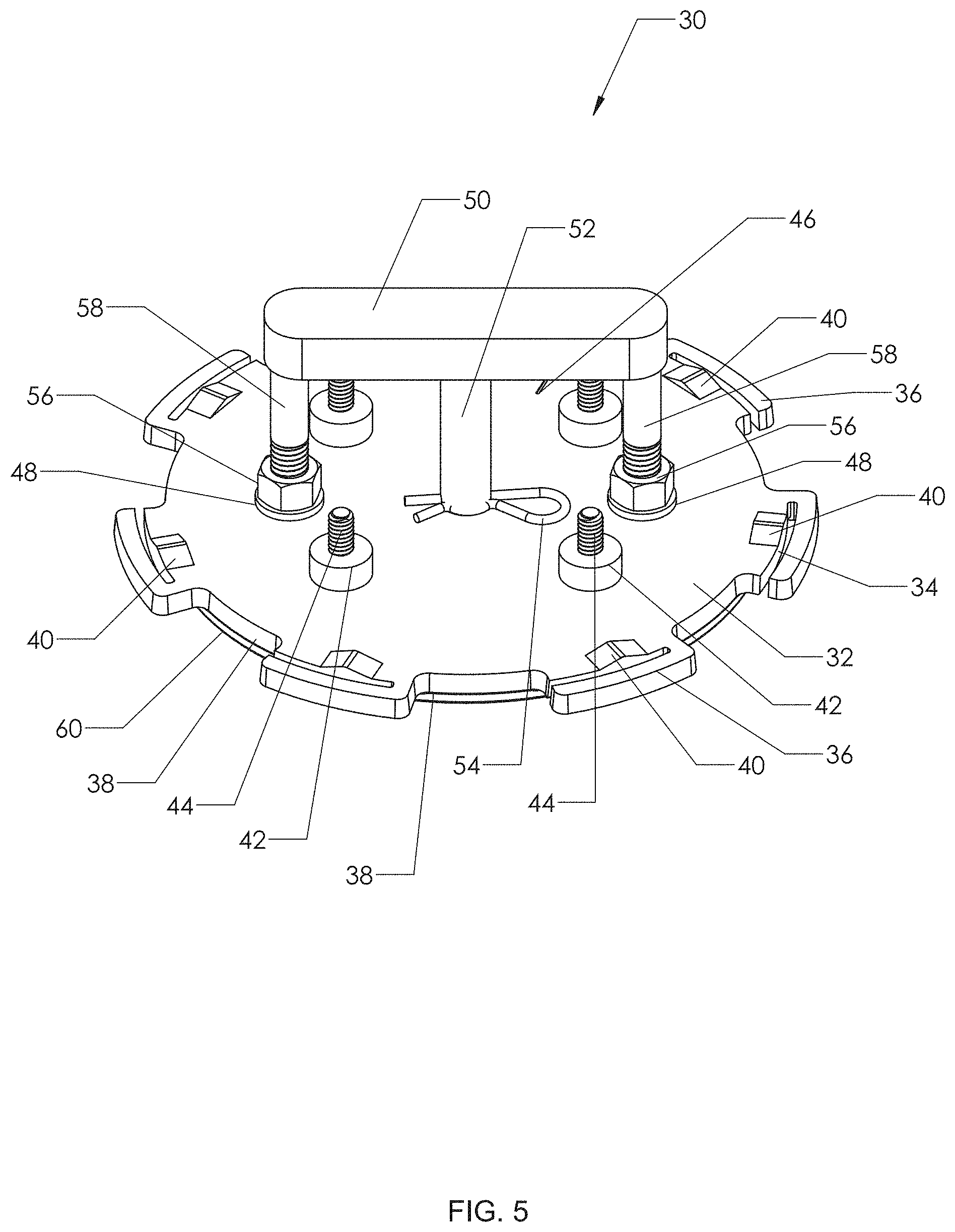 Patent US11780121 Figure 5 – Method and fixture for molding a tank with an embedded ring