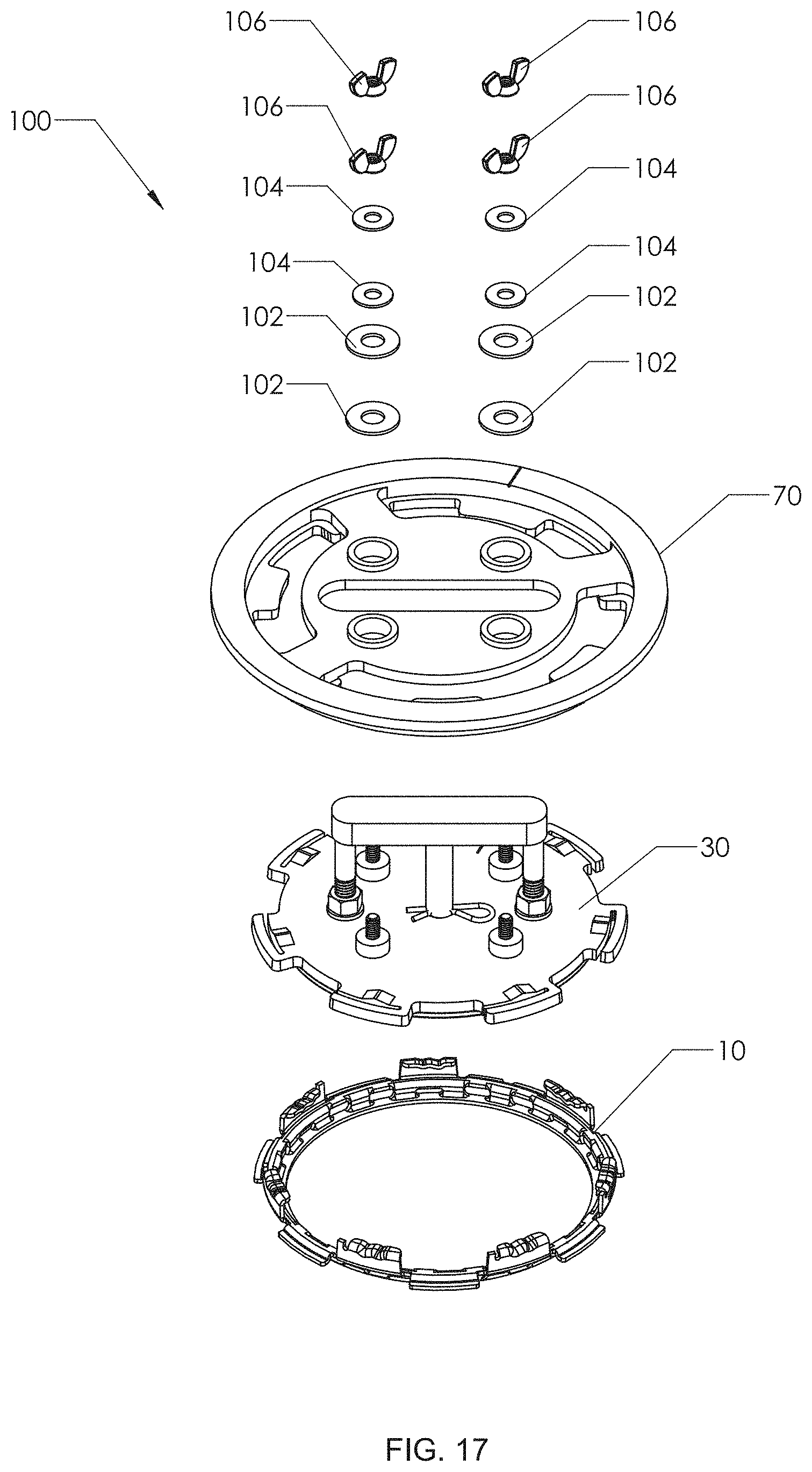 Patent US11780121 Figure 17 – Method and fixture for molding a tank with an embedded ring