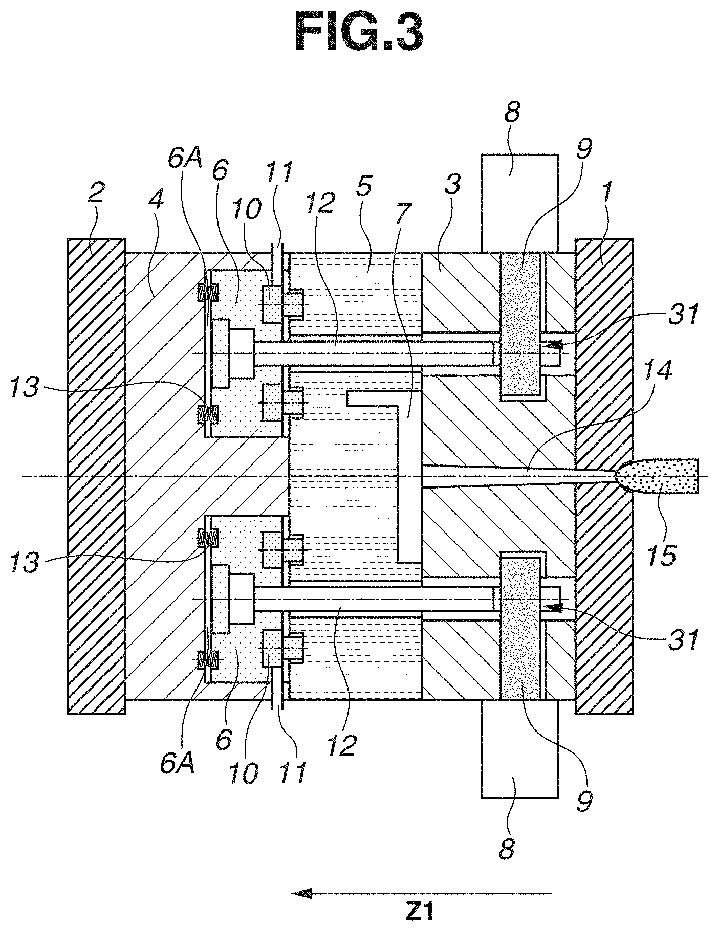 Patent US11780137 Figure 3 – Mold, injection molding system, and method for manufacturing molded product