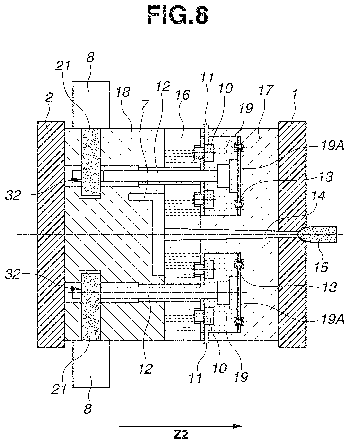Patent US11780137 Figure 8 – Mold, injection molding system, and method for manufacturing molded product