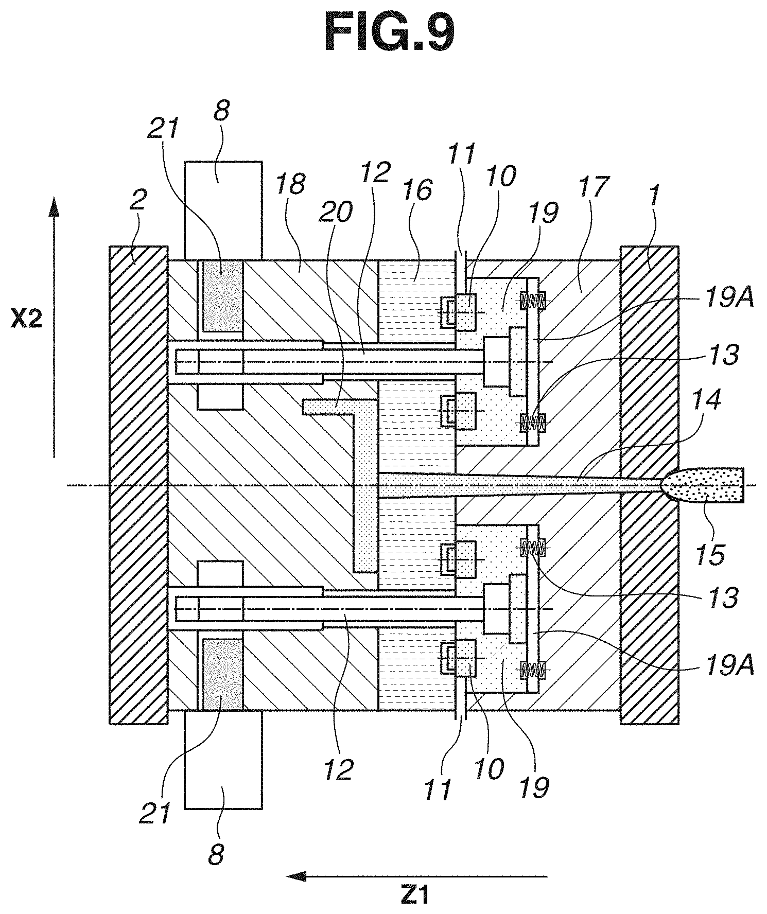 Patent US11780137 Figure 9 – Mold, injection molding system, and method for manufacturing molded product