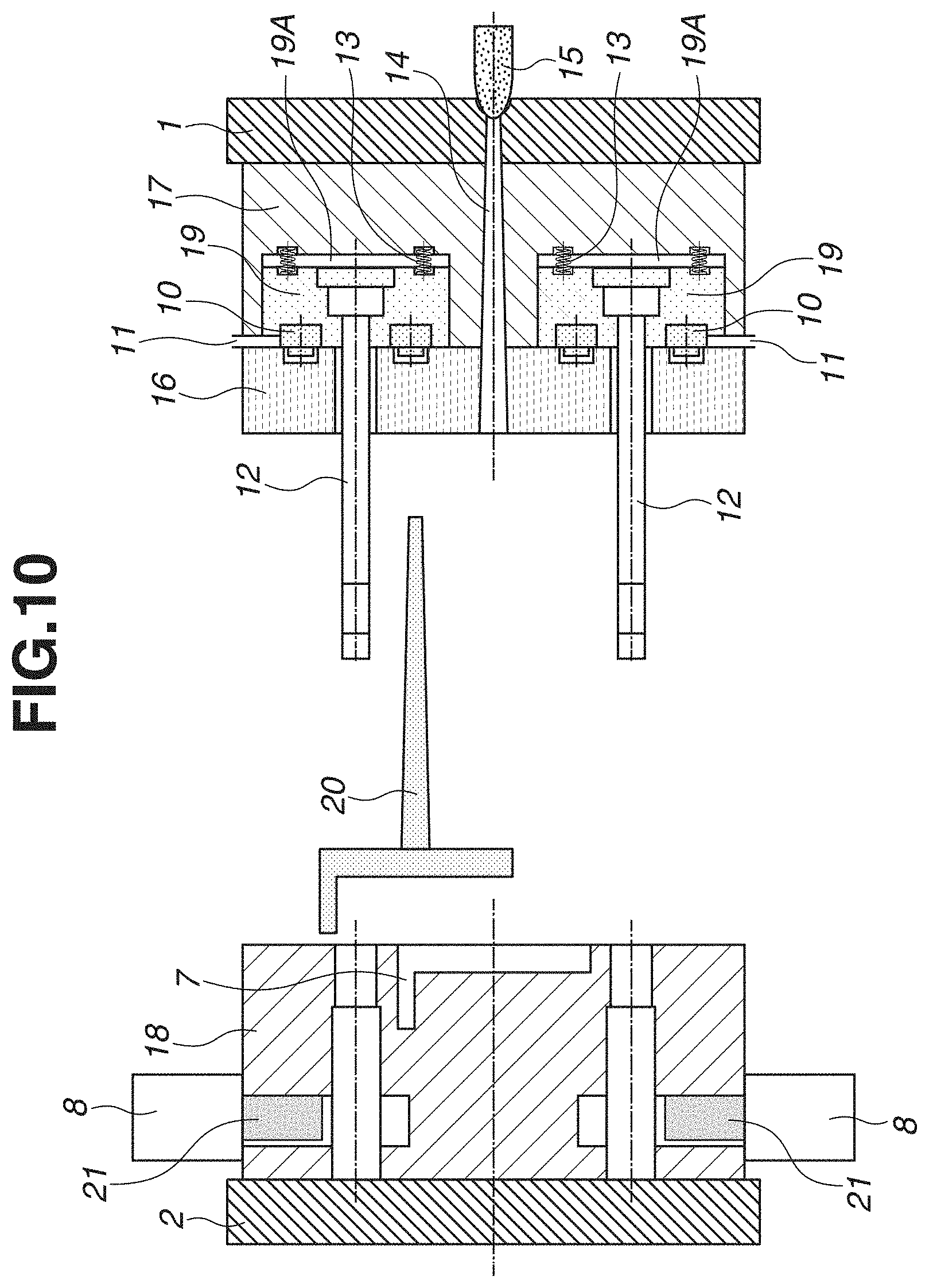 Patent US11780137 Figure 10 – Mold, injection molding system, and method for manufacturing molded product