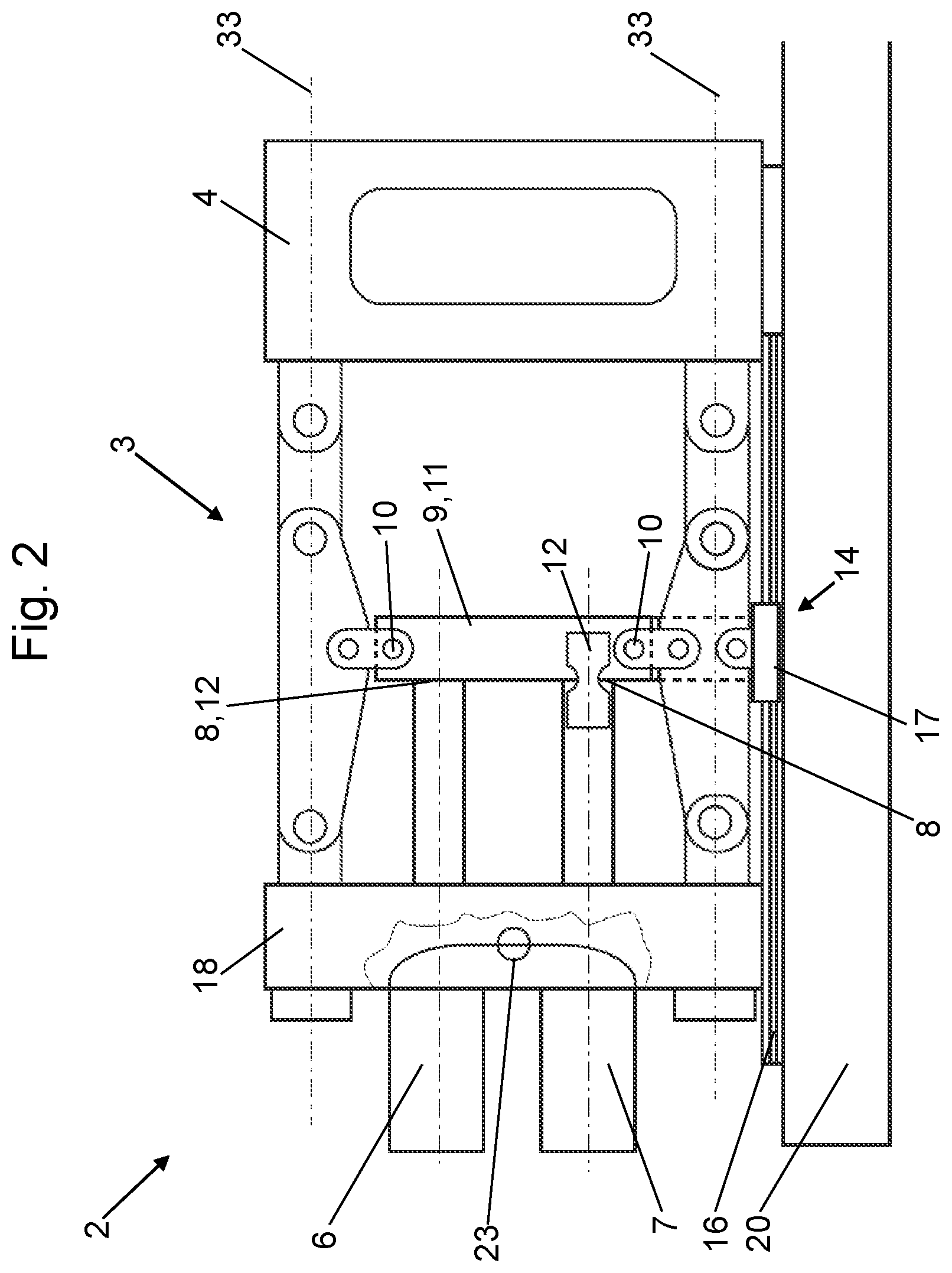 Patent US11780138 Figure 2 – Clamping unit for a moulding machine and moulding machine comprising such a clamping unit