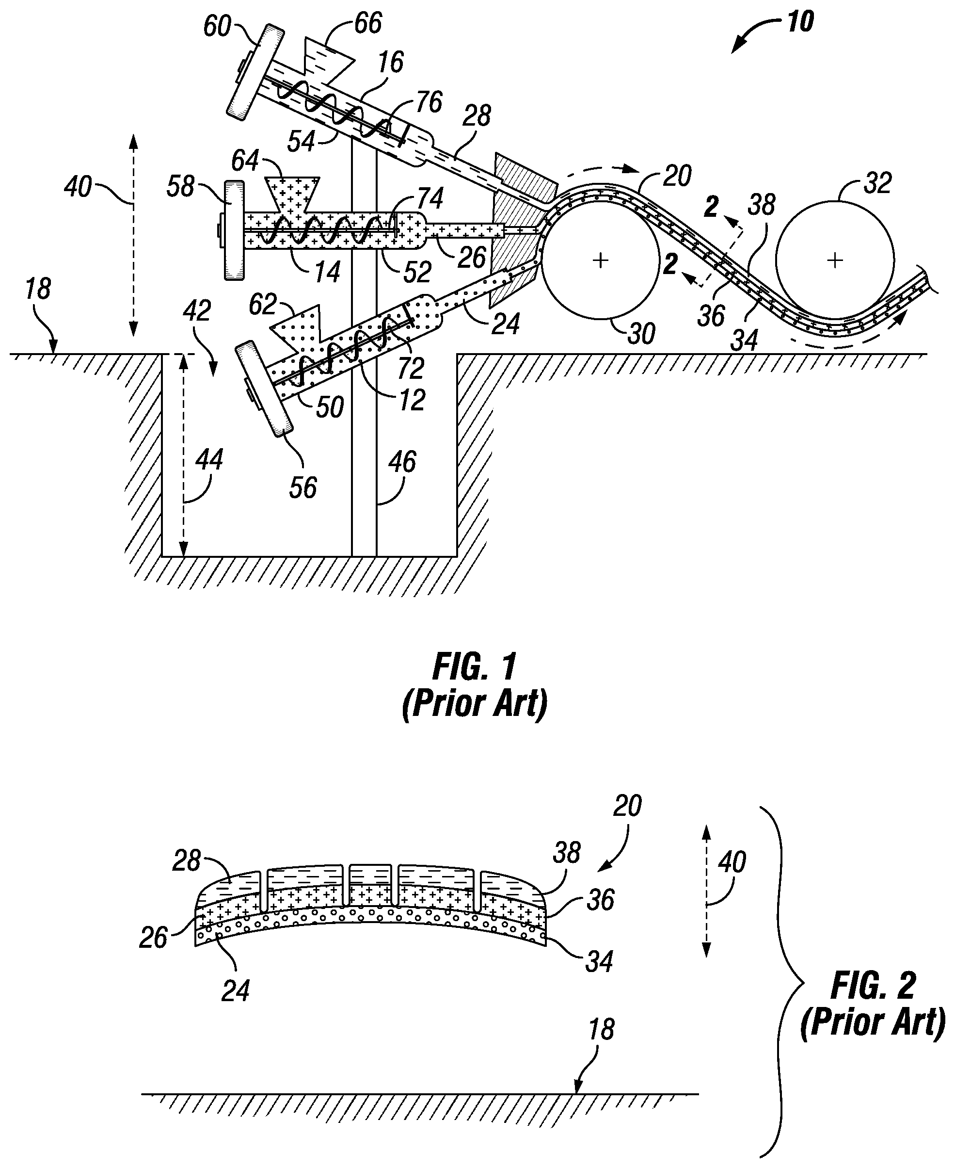 Patent US11780142 — Extrusion system for tire tread manufacturing with horizontally arranged extrusion barrels — Figure 1