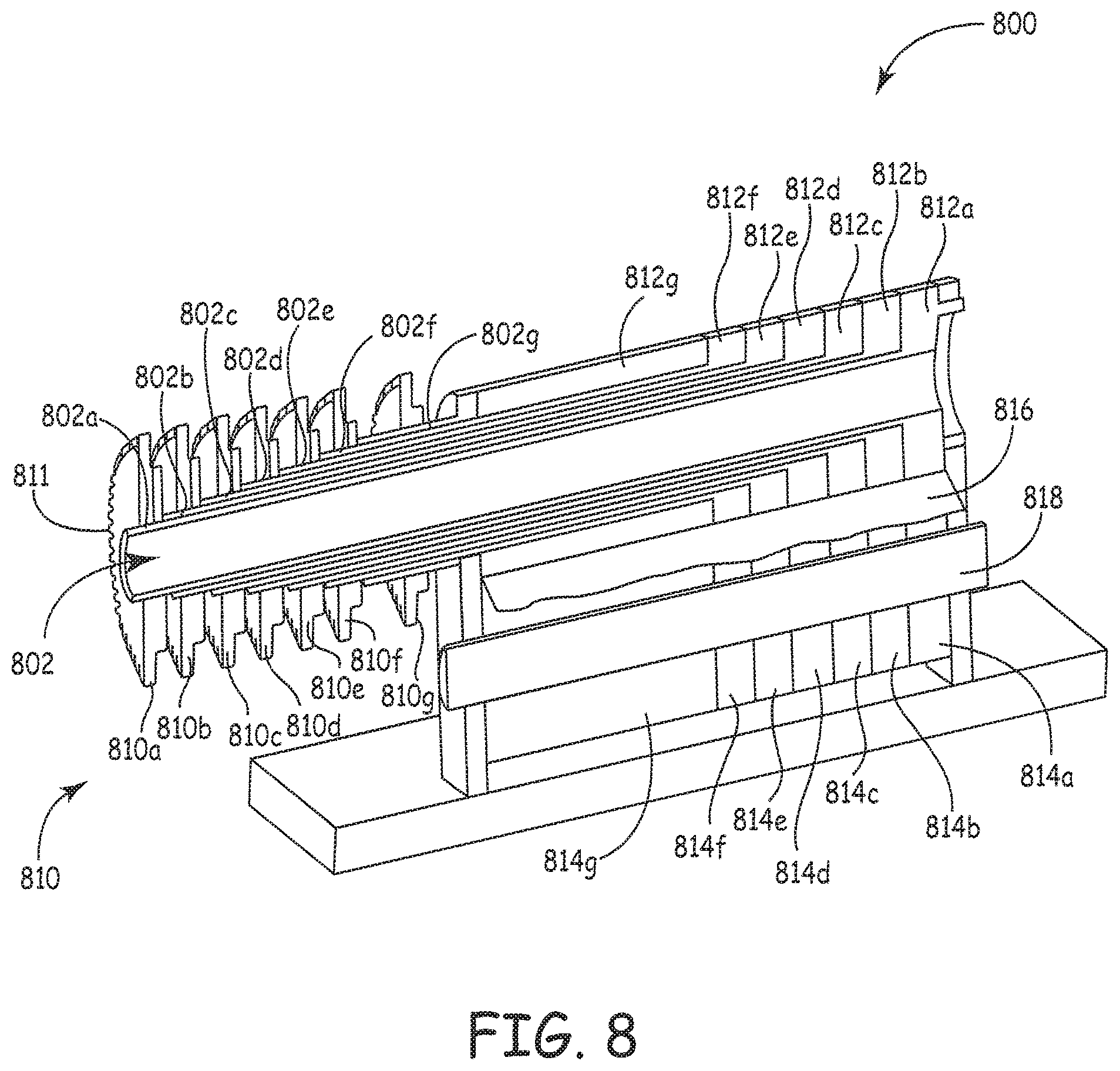 Patent US11780151 Figure 8 – Apparatus for preforming at least a portion of a material