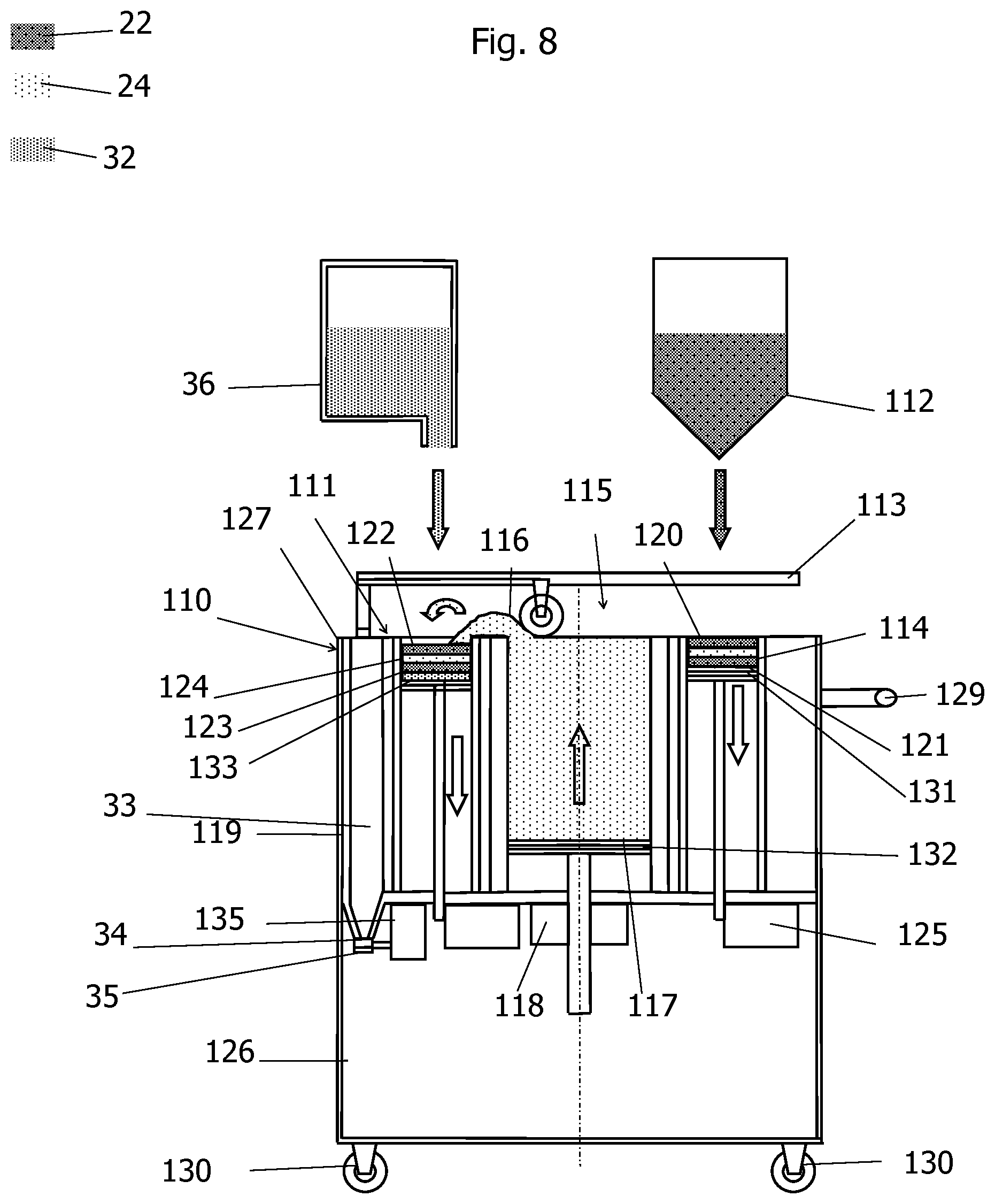 Patent US11780165 Figure 5 – Additive manufacturing device comprising a replaceable raw material processing unit