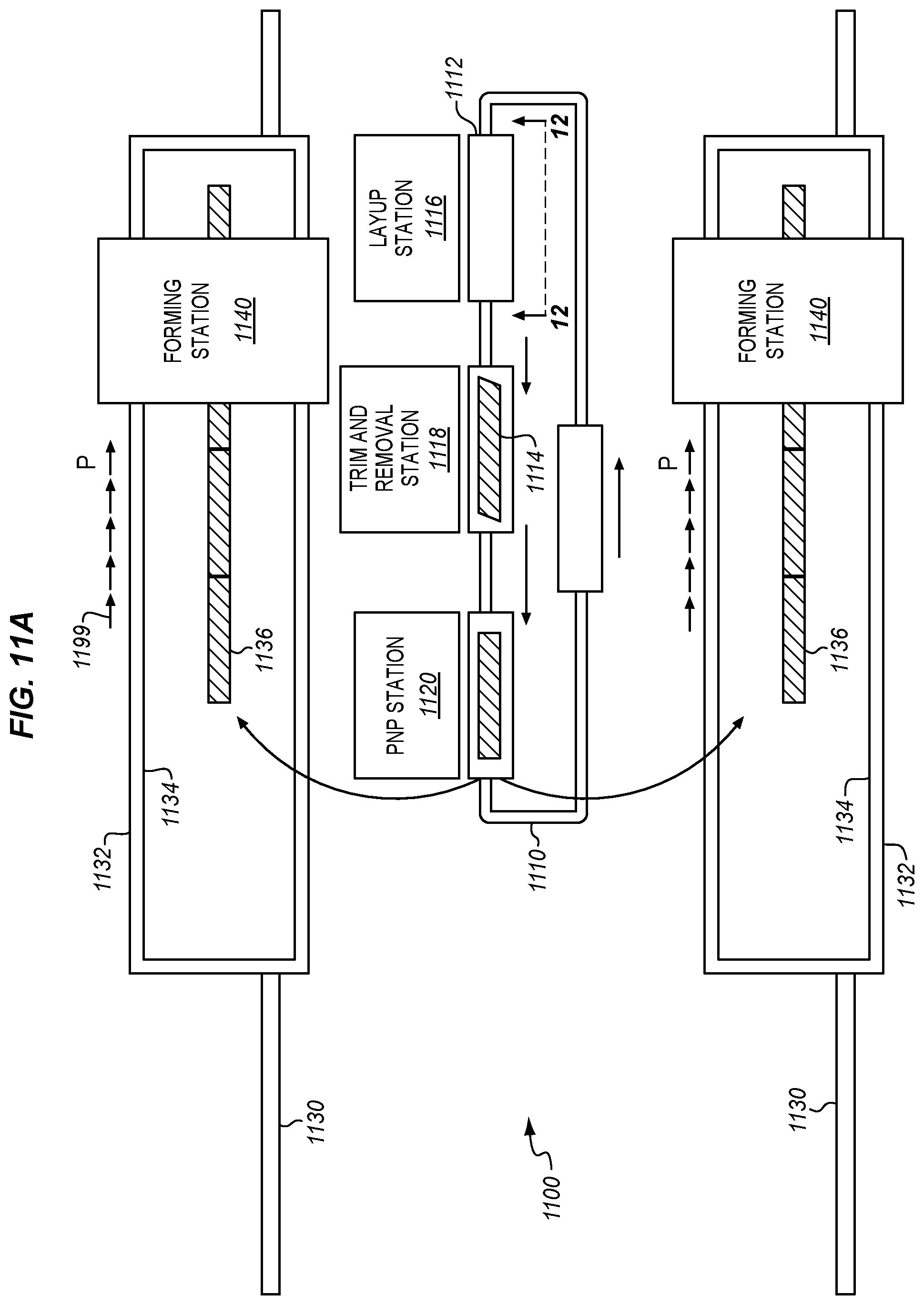Patent US11780181 Figure 6 – Multi-lane tows for use with ply-by-ply forming machines