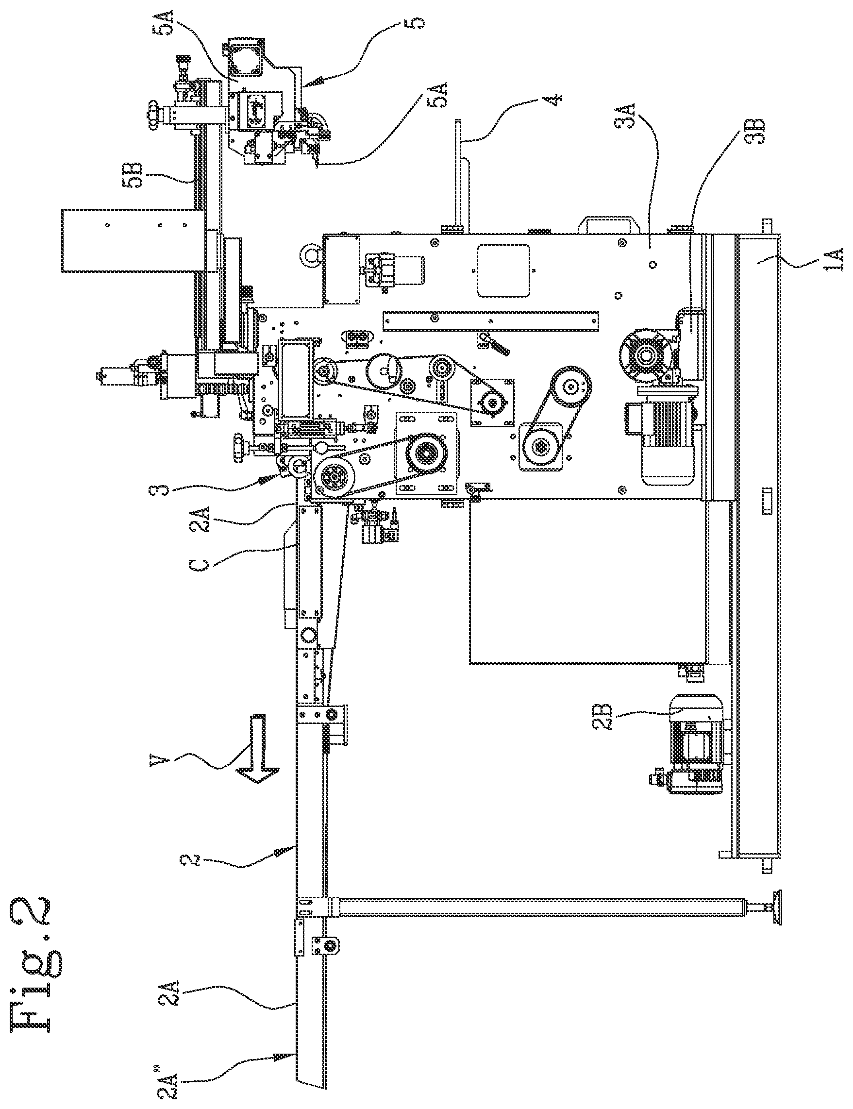 Patent US11780196 Figure 3 – Line for the production of covered cardboard boxes