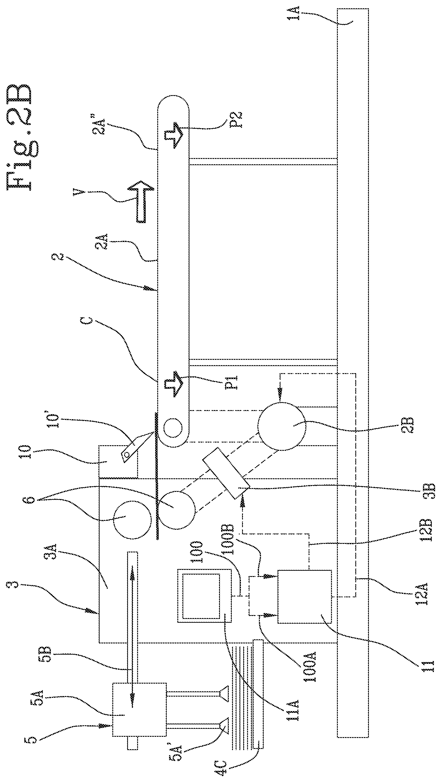 Patent US11780196 Figure 5 – Line for the production of covered cardboard boxes
