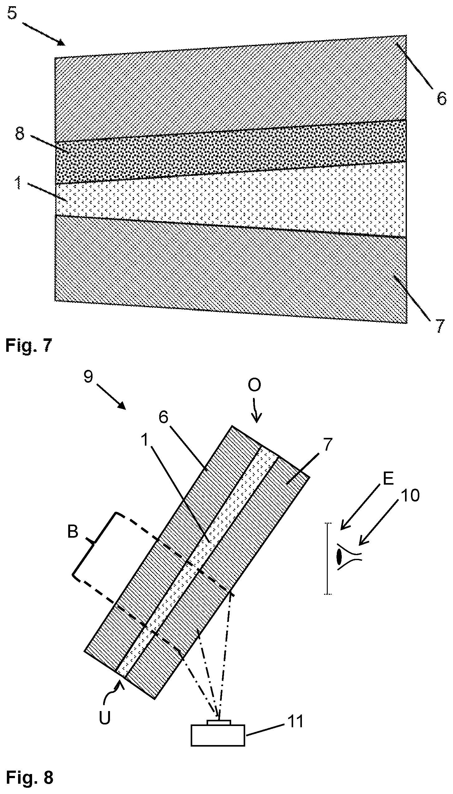 Patent US11780211 Figure 3 – Colored thermoplastic intermediate layer with wedge-shaped cross-section