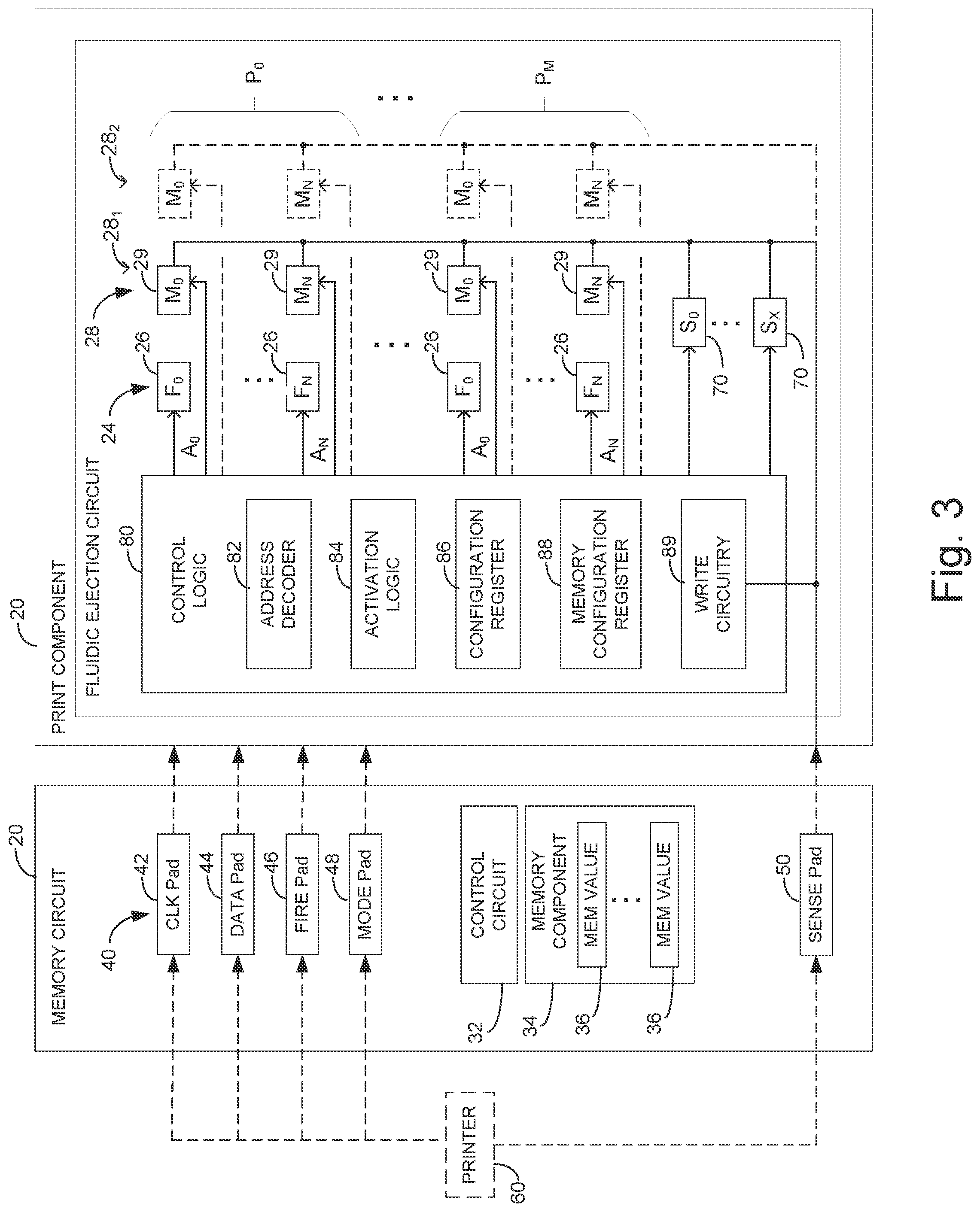 Patent US11780222 Figure 3 – Print component with memory circuit
