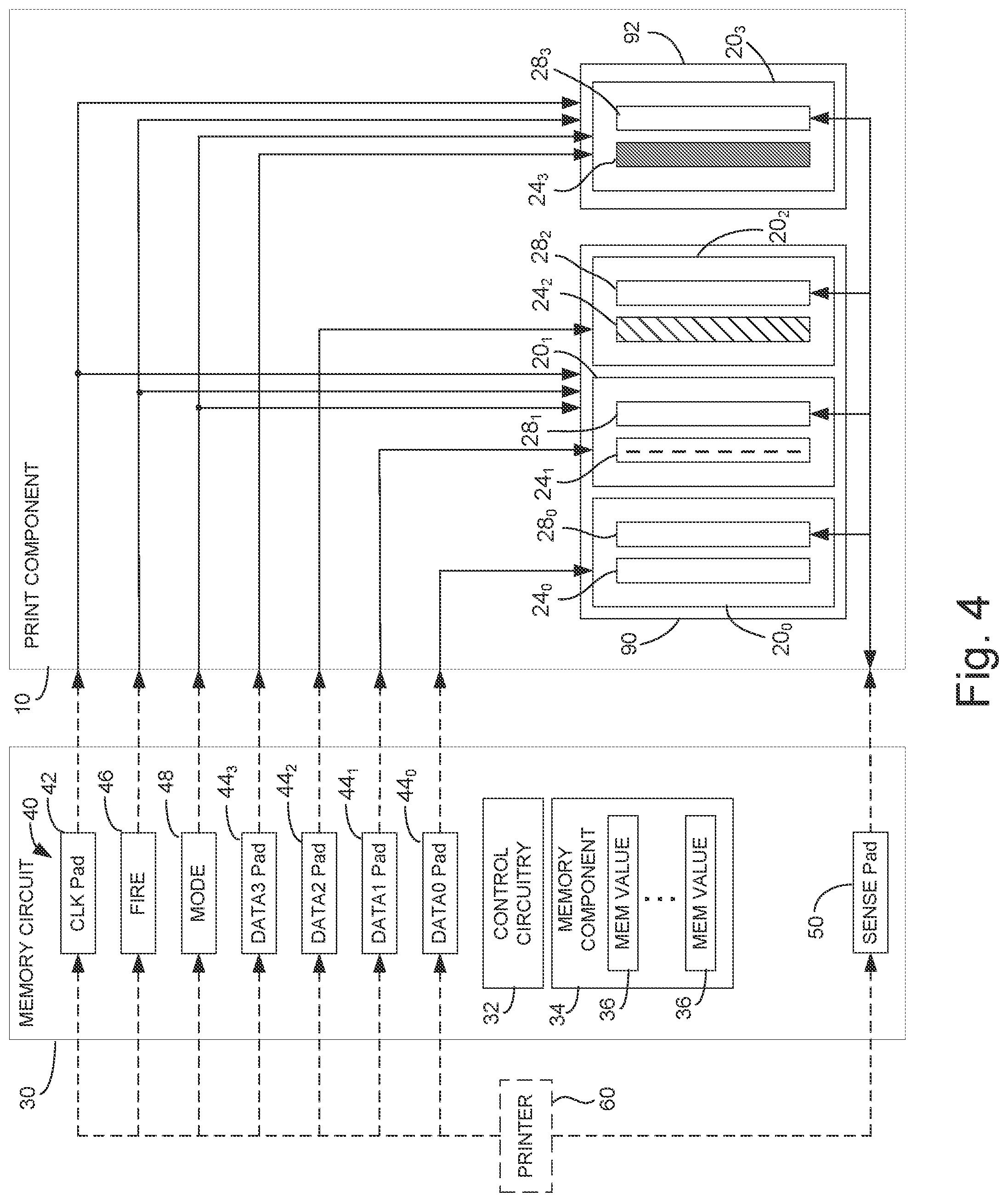 Patent US11780222 Figure 4 – Print component with memory circuit