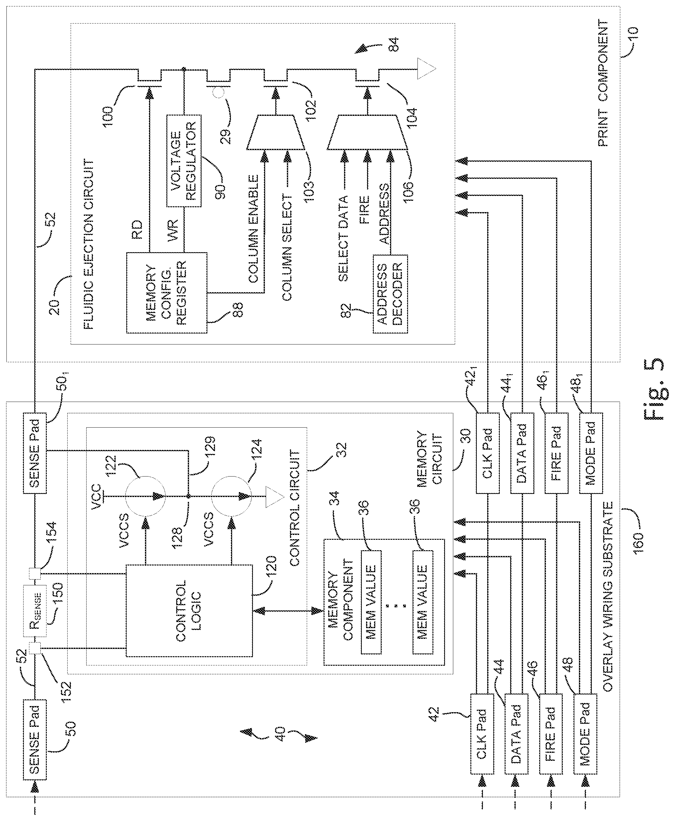 Patent US11780222 Figure 5 – Print component with memory circuit