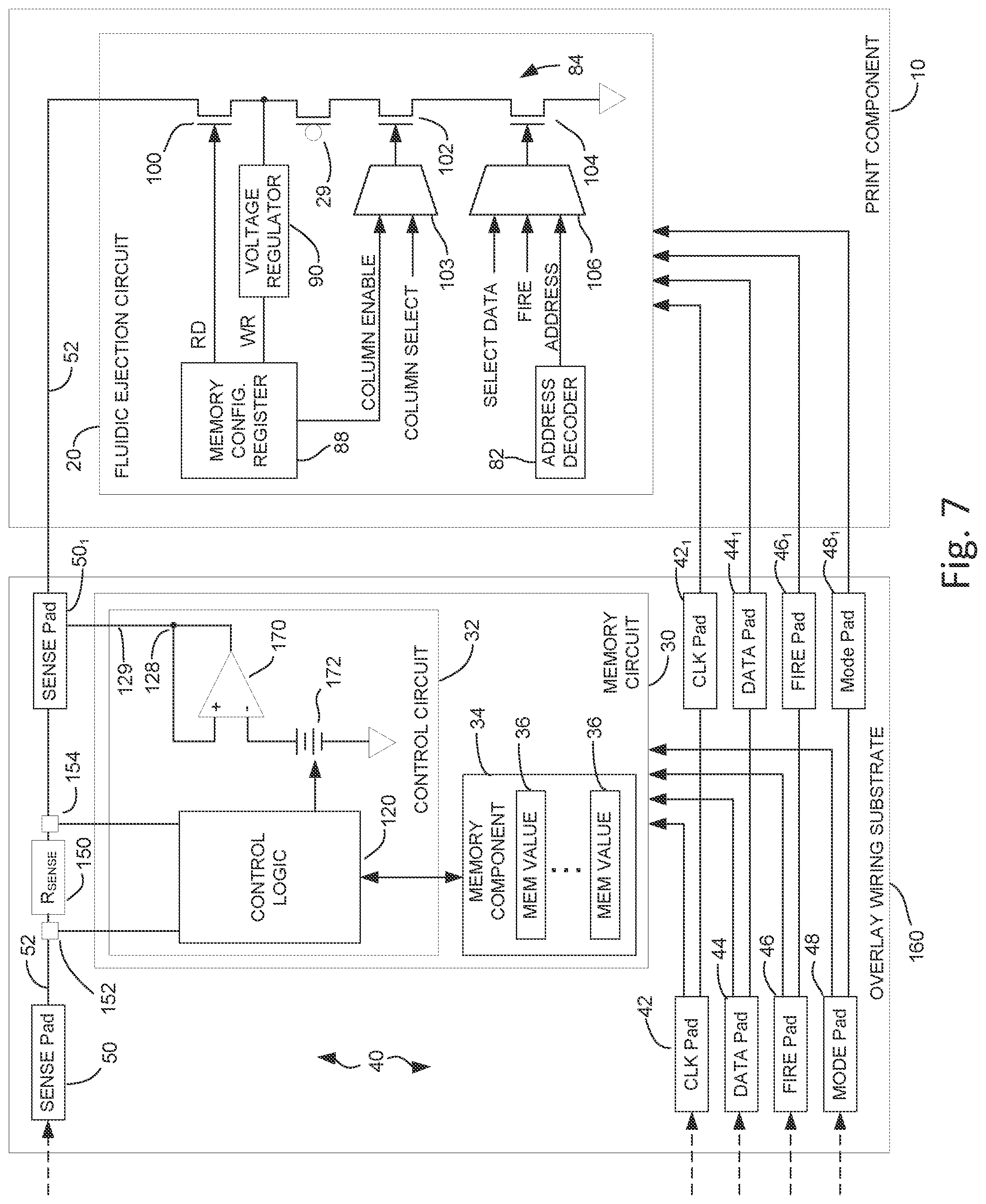 Patent US11780222 Figure 7 – Print component with memory circuit