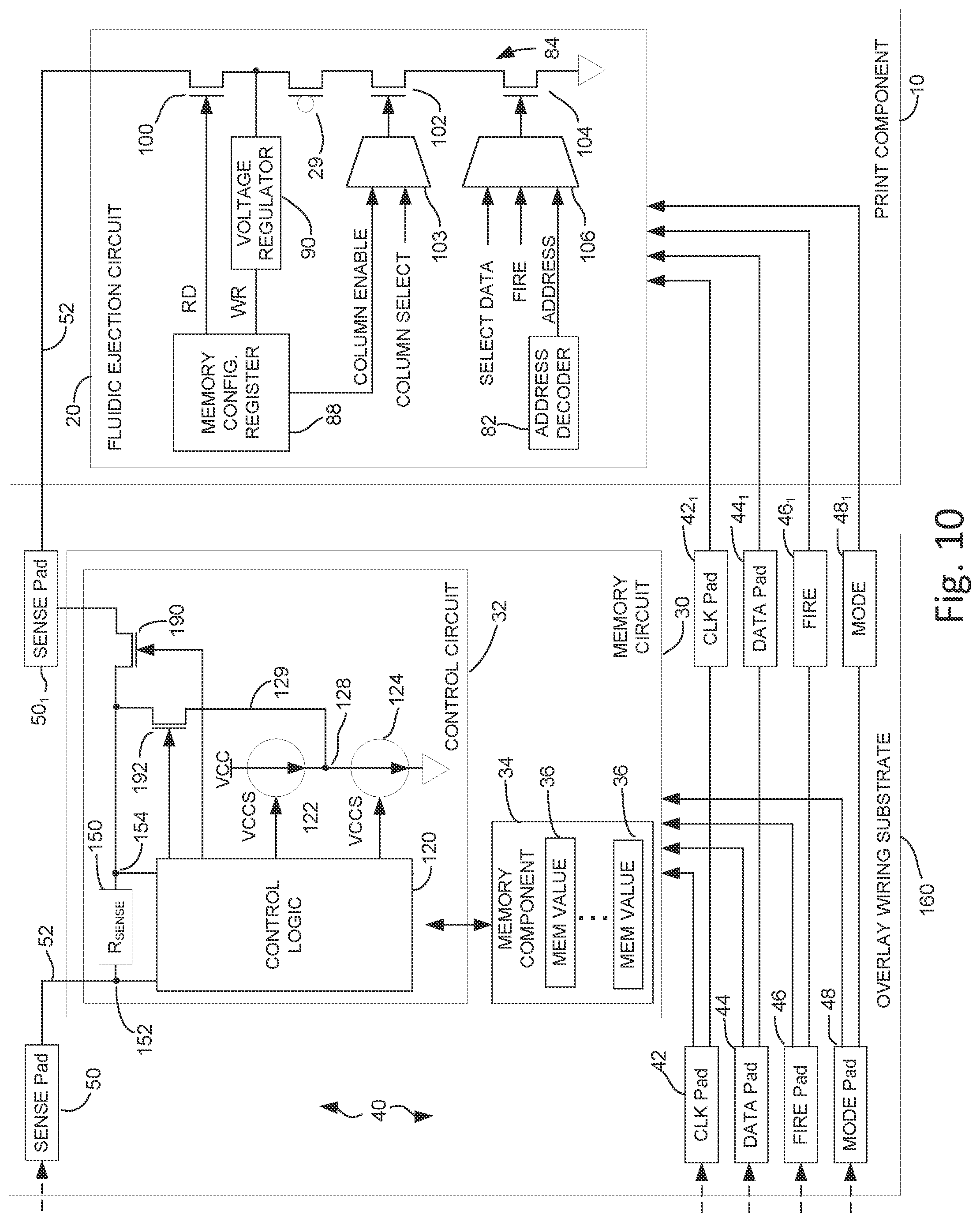 Patent US11780222 Figure 10 – Print component with memory circuit